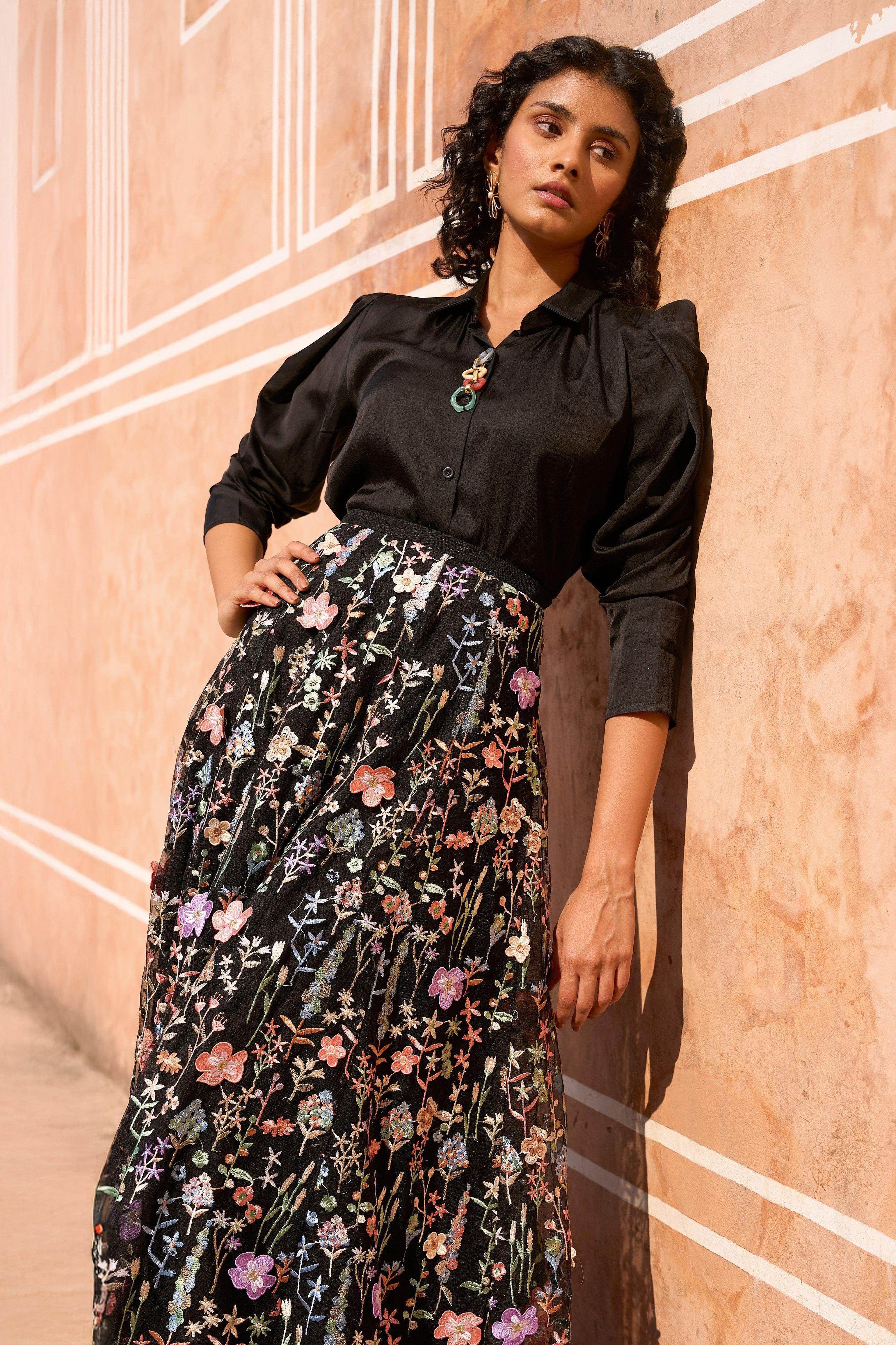 Dash and Dot 3D FLORAL MAXI SKIRT AND CHAIN NECK SHIRT Online