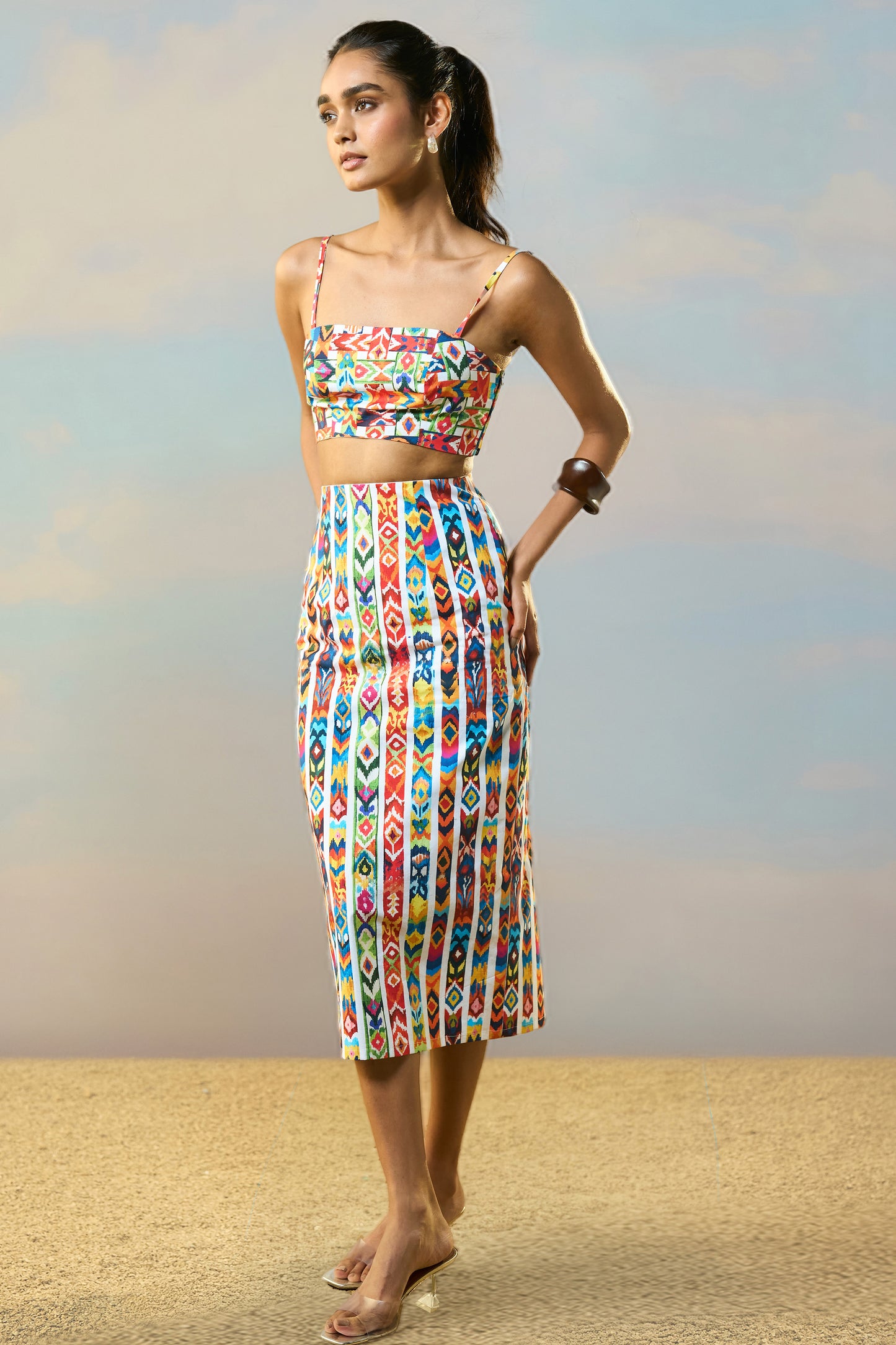 IKAT STRIPE PRINT SKIRT