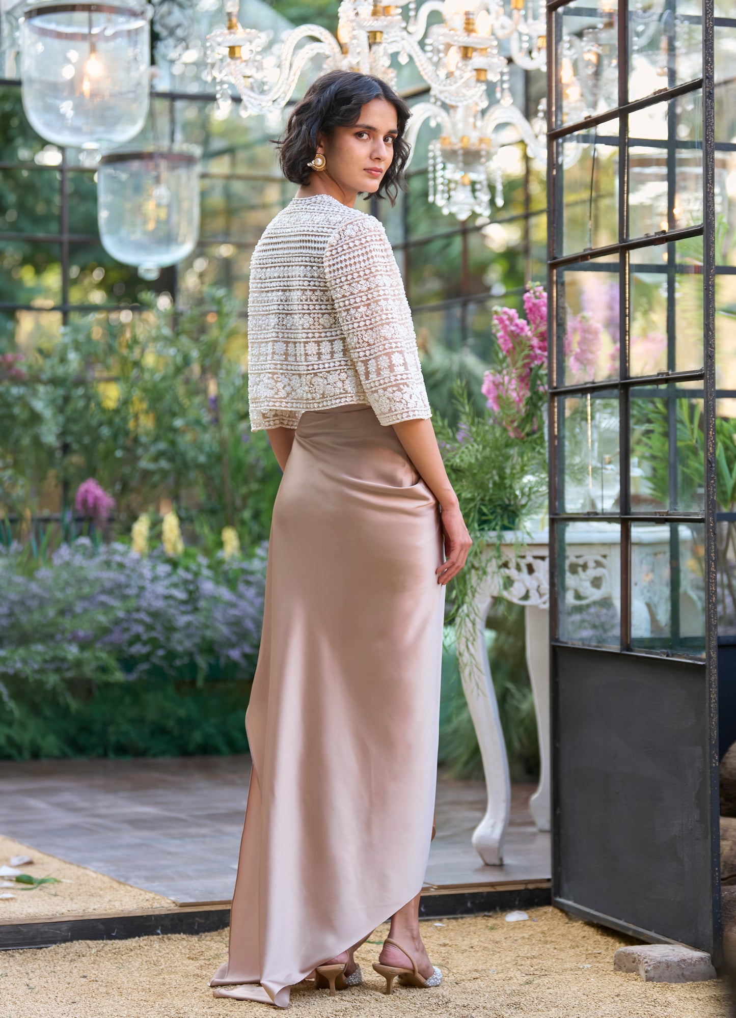 DRAPED SATIN SKIRT