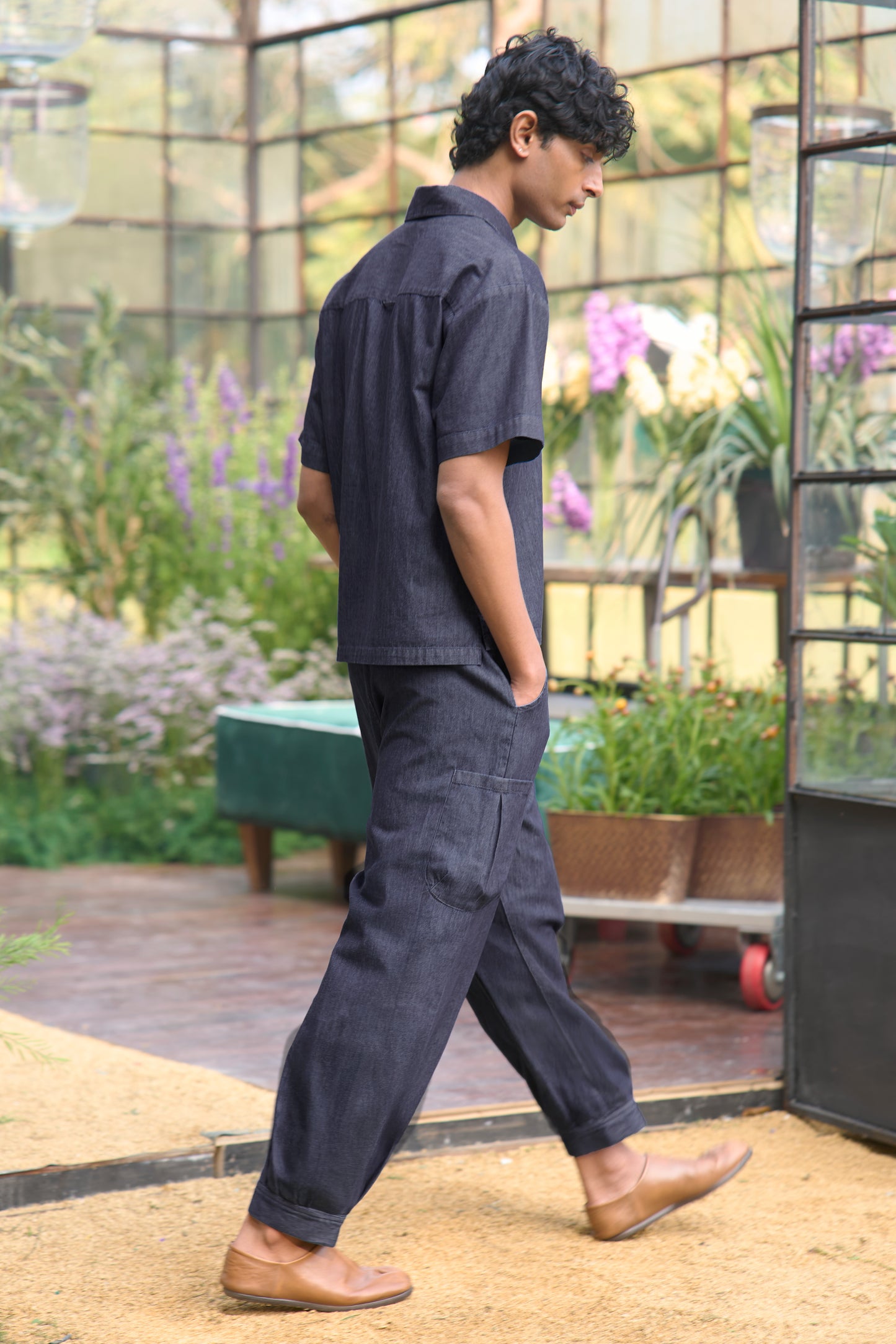 DENIM POPOVER SHIRT & PANT SET