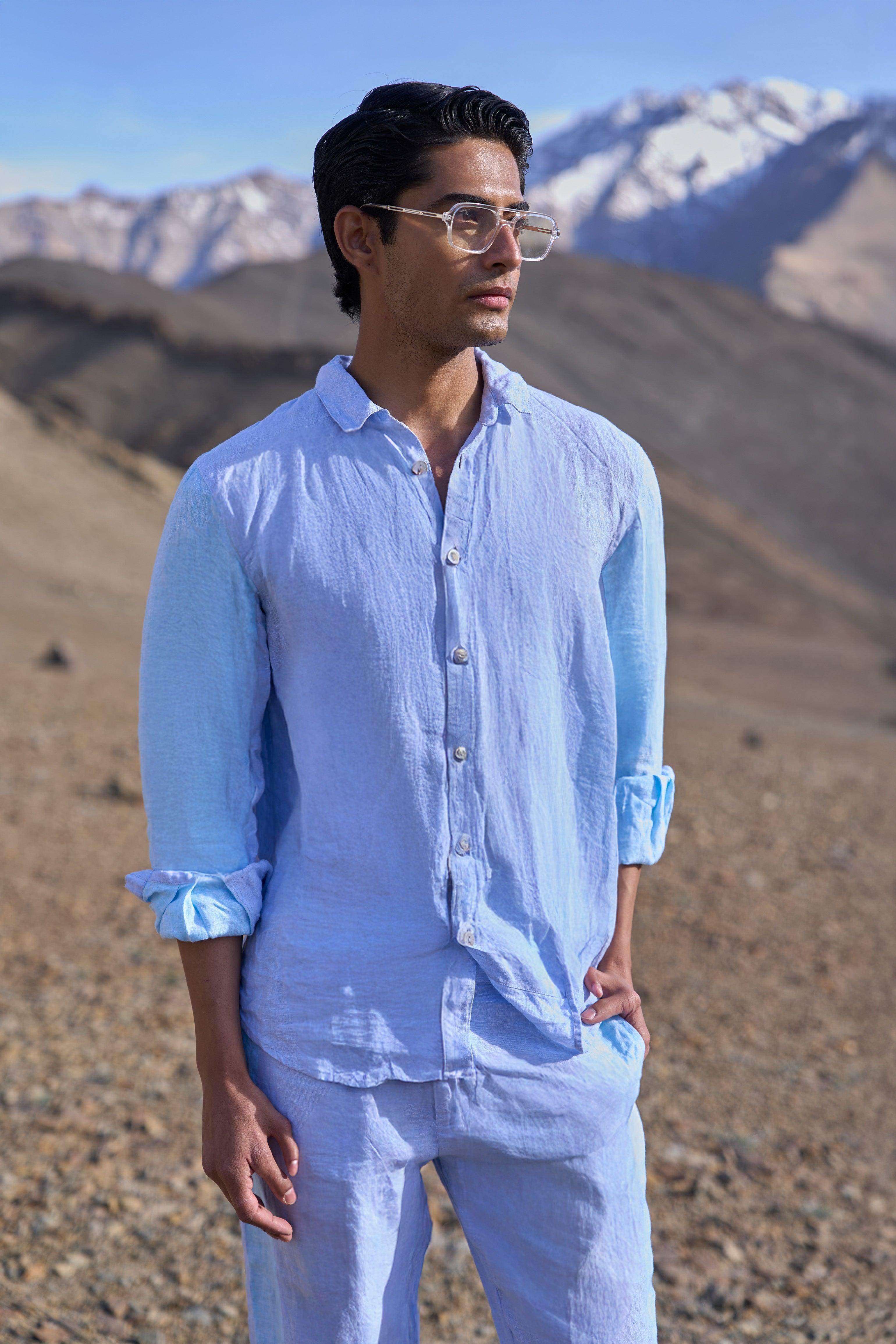 アパルトモン定番LINEN SHIRTSブルー Dash and Dot - LINEN COLOUR BLOCK SHIRT | Online Store – dash and dot