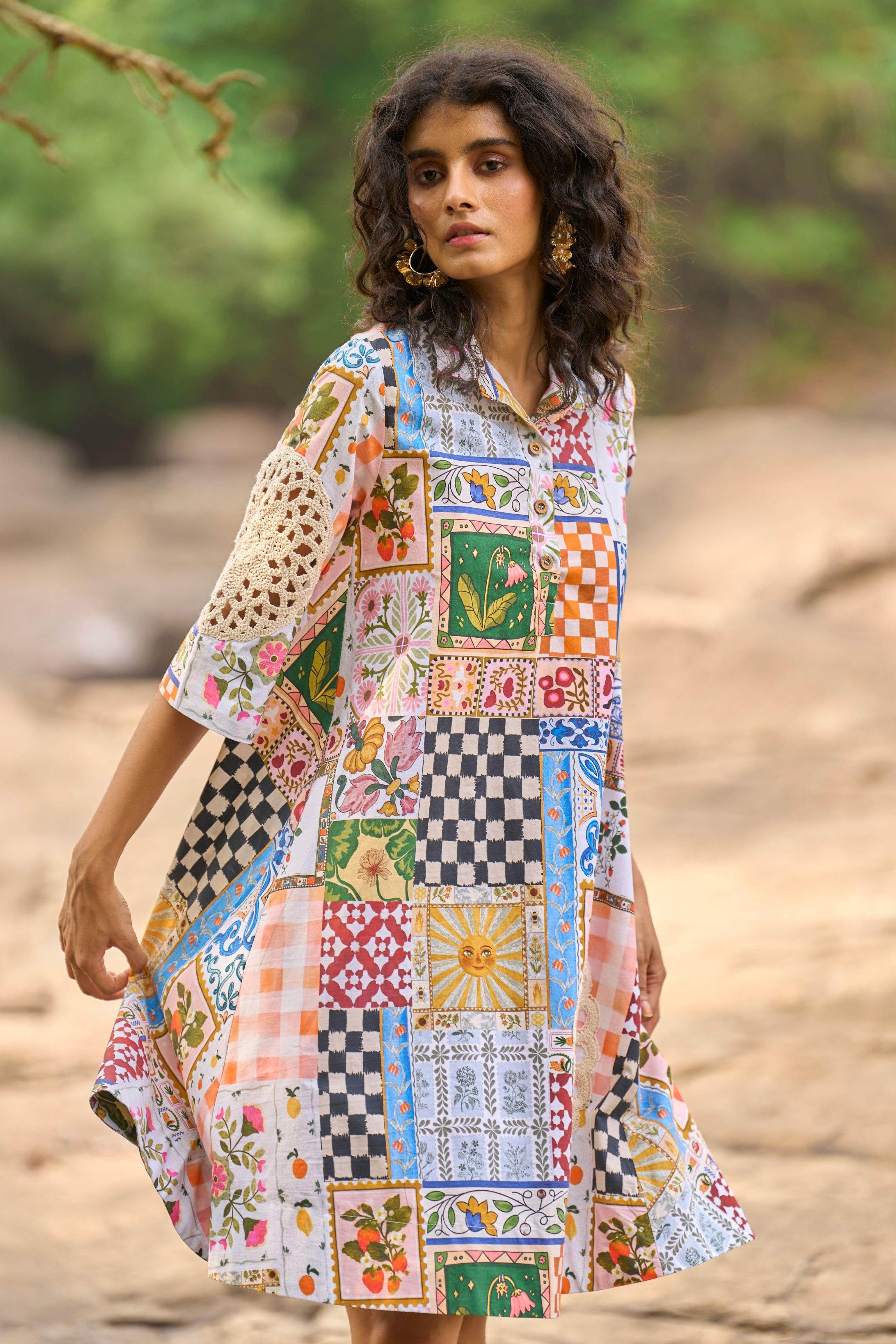 Dash and Dot - CROCHET PATCHWORK SHIRT DRESS | Online Store dash and dot Dash and Dot - CROCHET PATCHWORK SHIRT DRESS | Online Store dash and dot