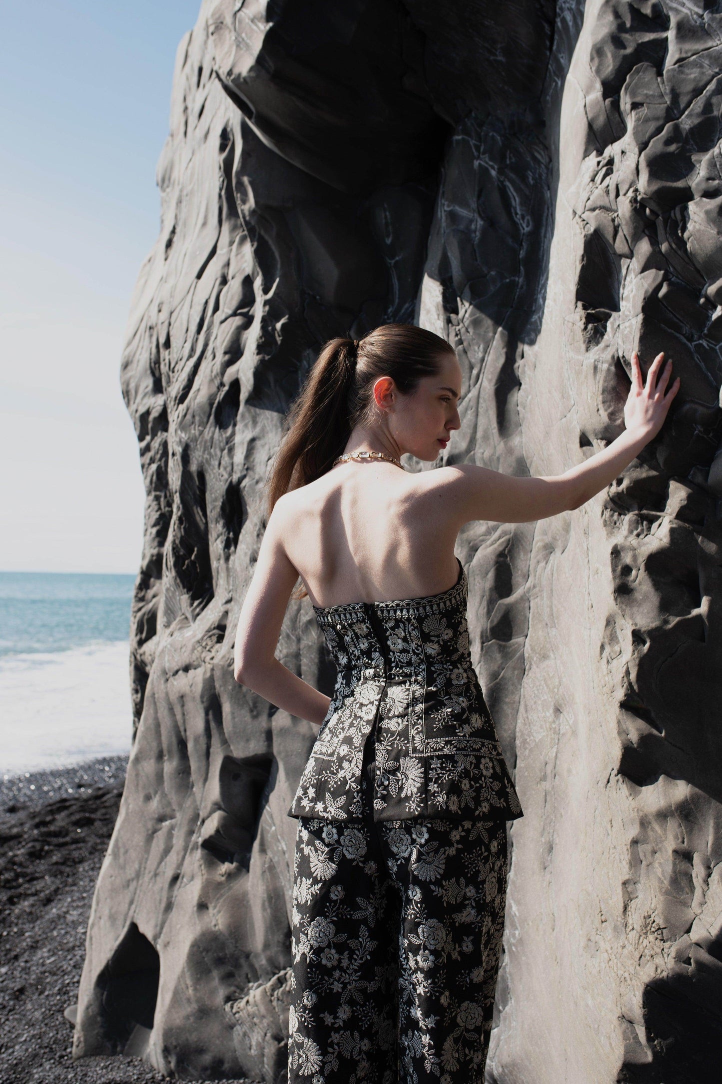 METALLIC EMBROIDERED CORSET SUIT - dash and dot