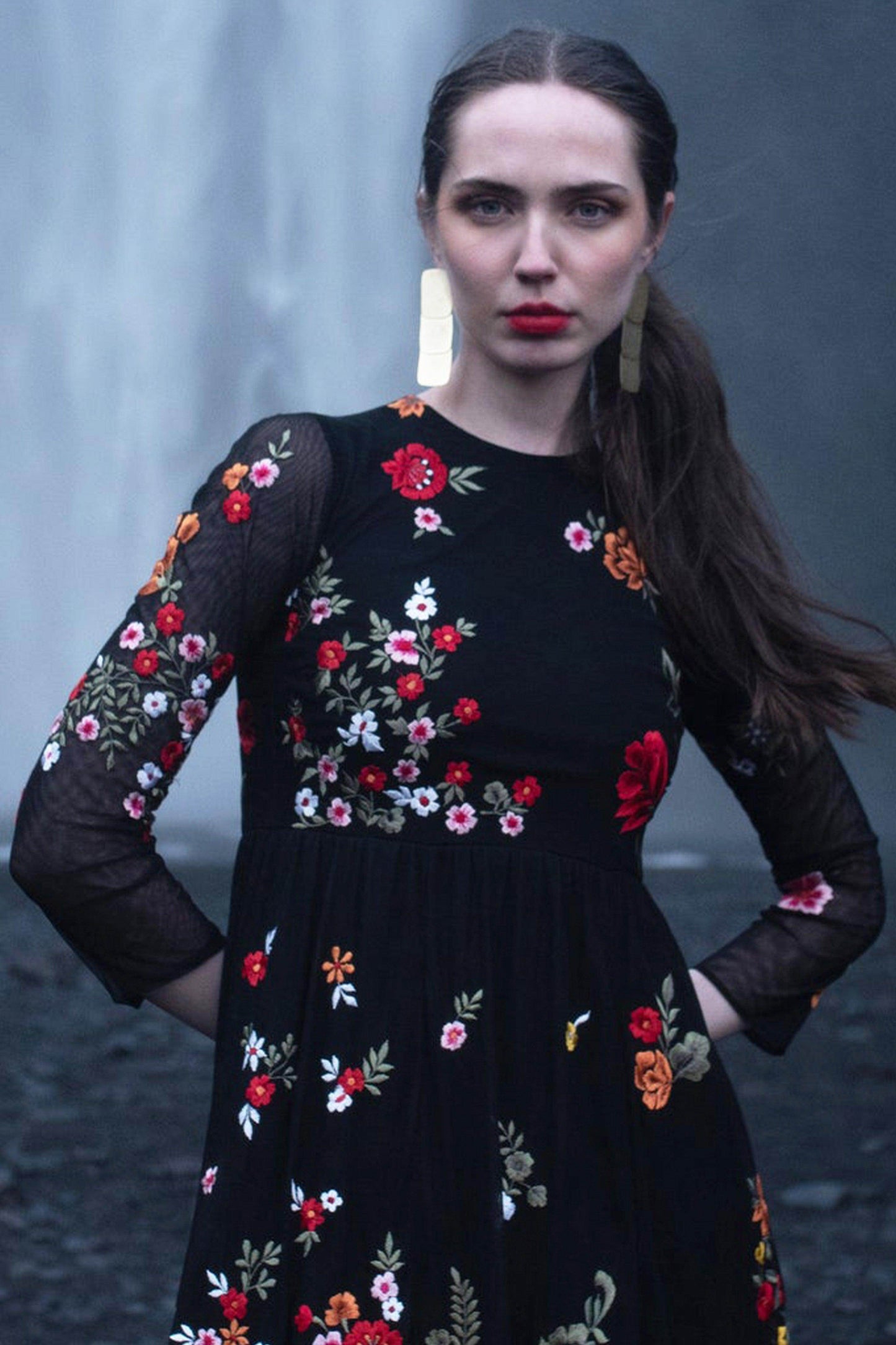 MULTI FLORAL EMBROIDERED GOWN - dash and dot