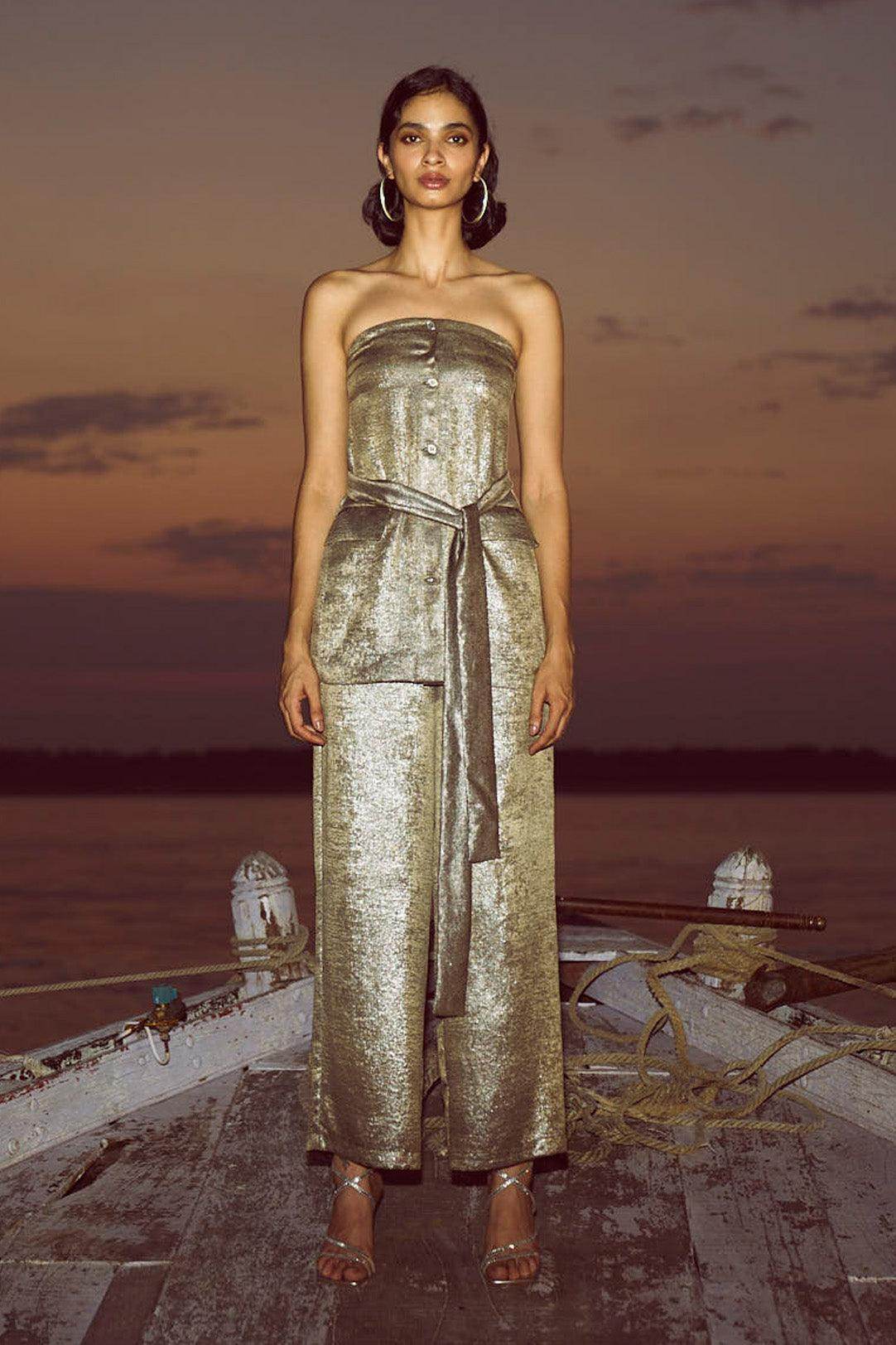 LAMÉ STRAIGHT PANT - dash and dot