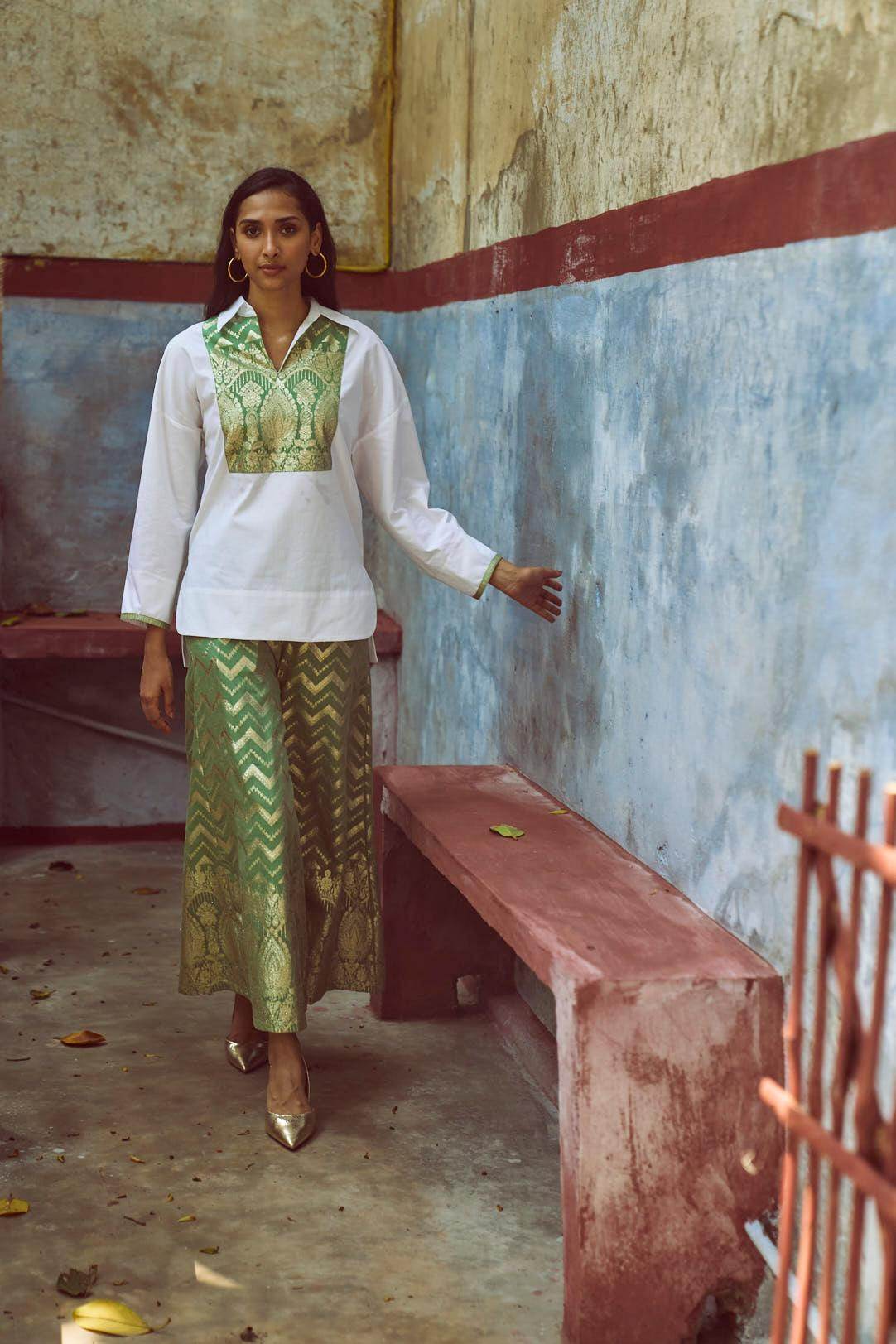 BROCADE BIB & PANT SET - dash and dot