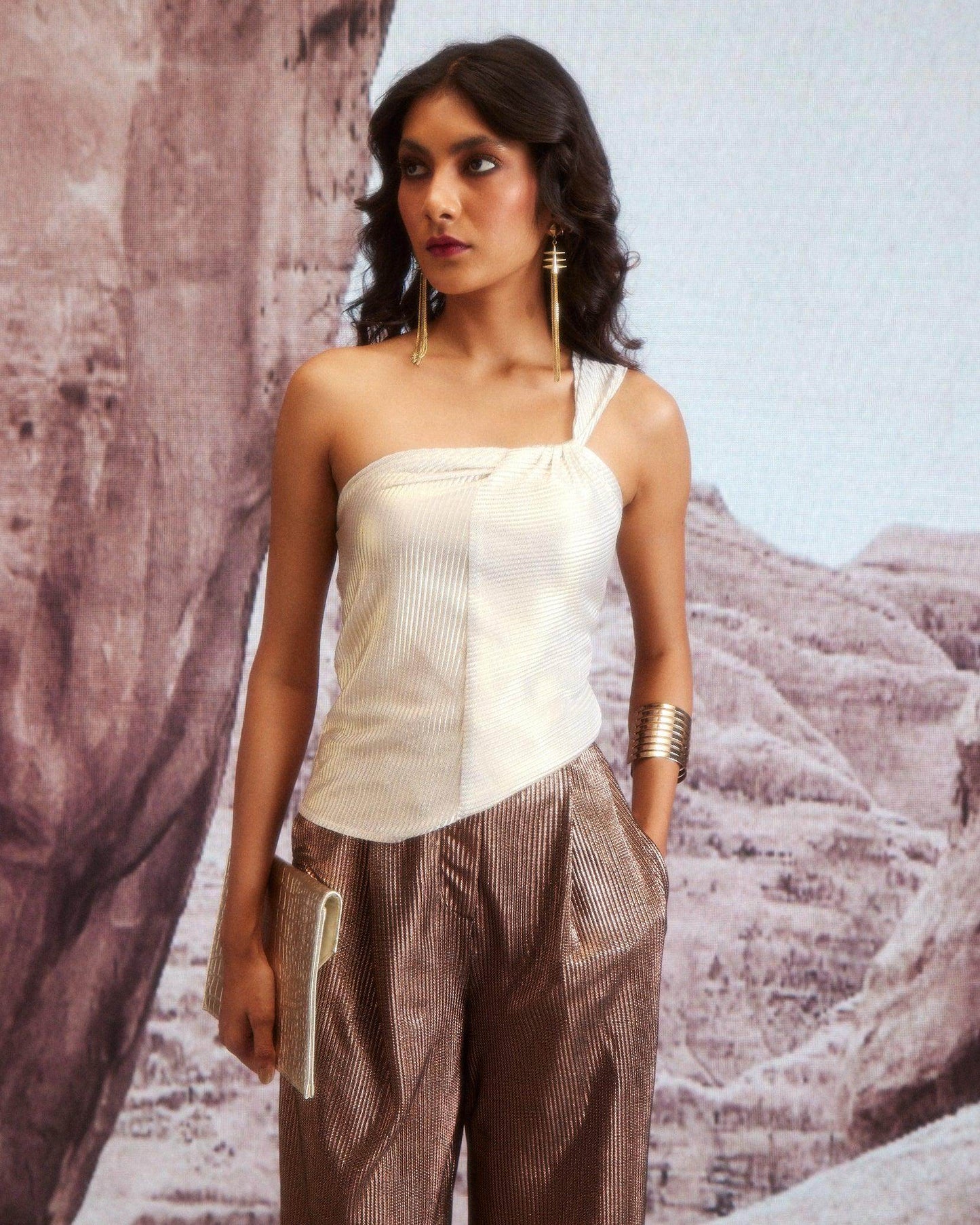 BRONZE PLEAT PANT - dash and dot