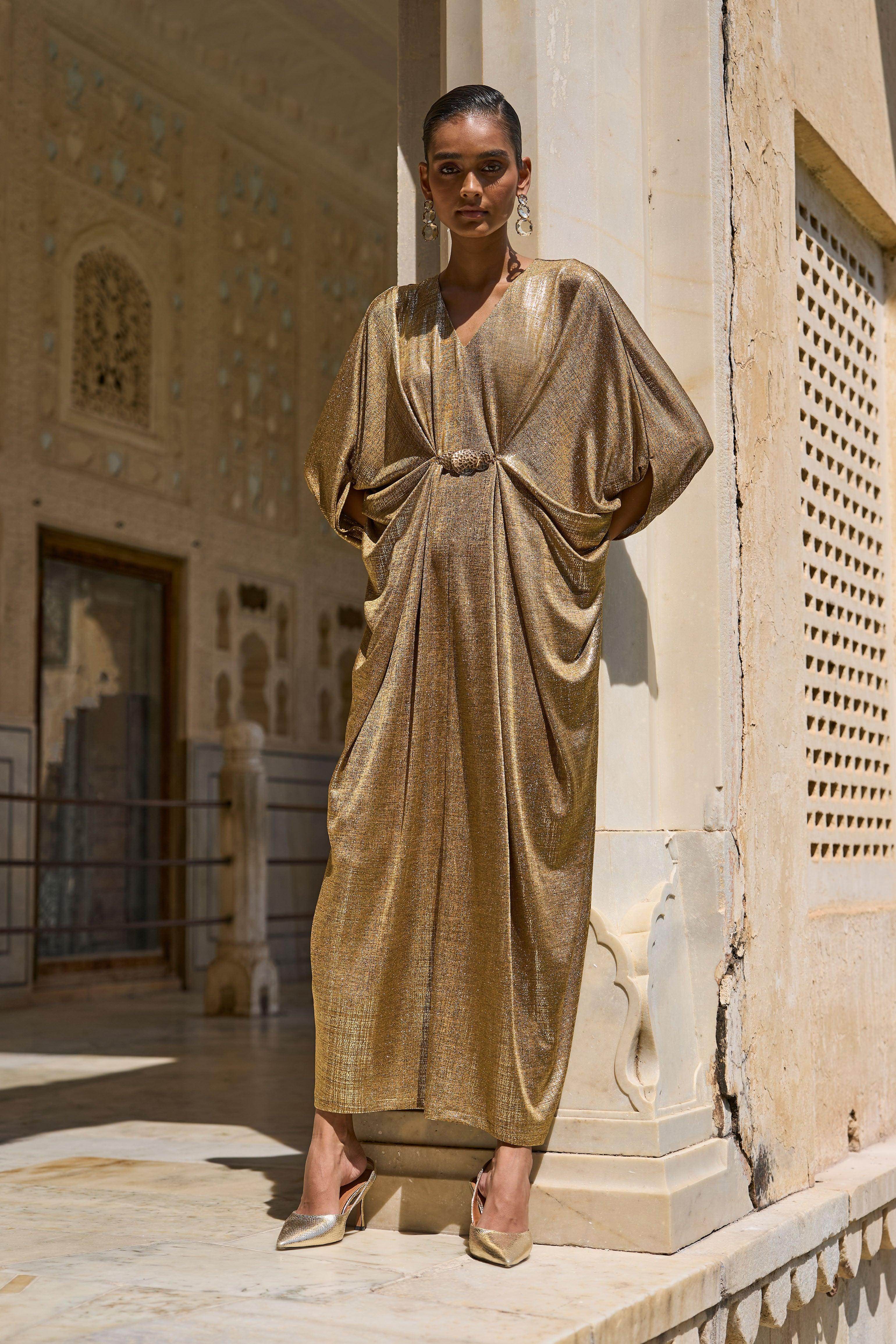 dash and dot - Gold Draped Kaftan L / Gold dash and dot - Gold Draped Kaftan L / Gold