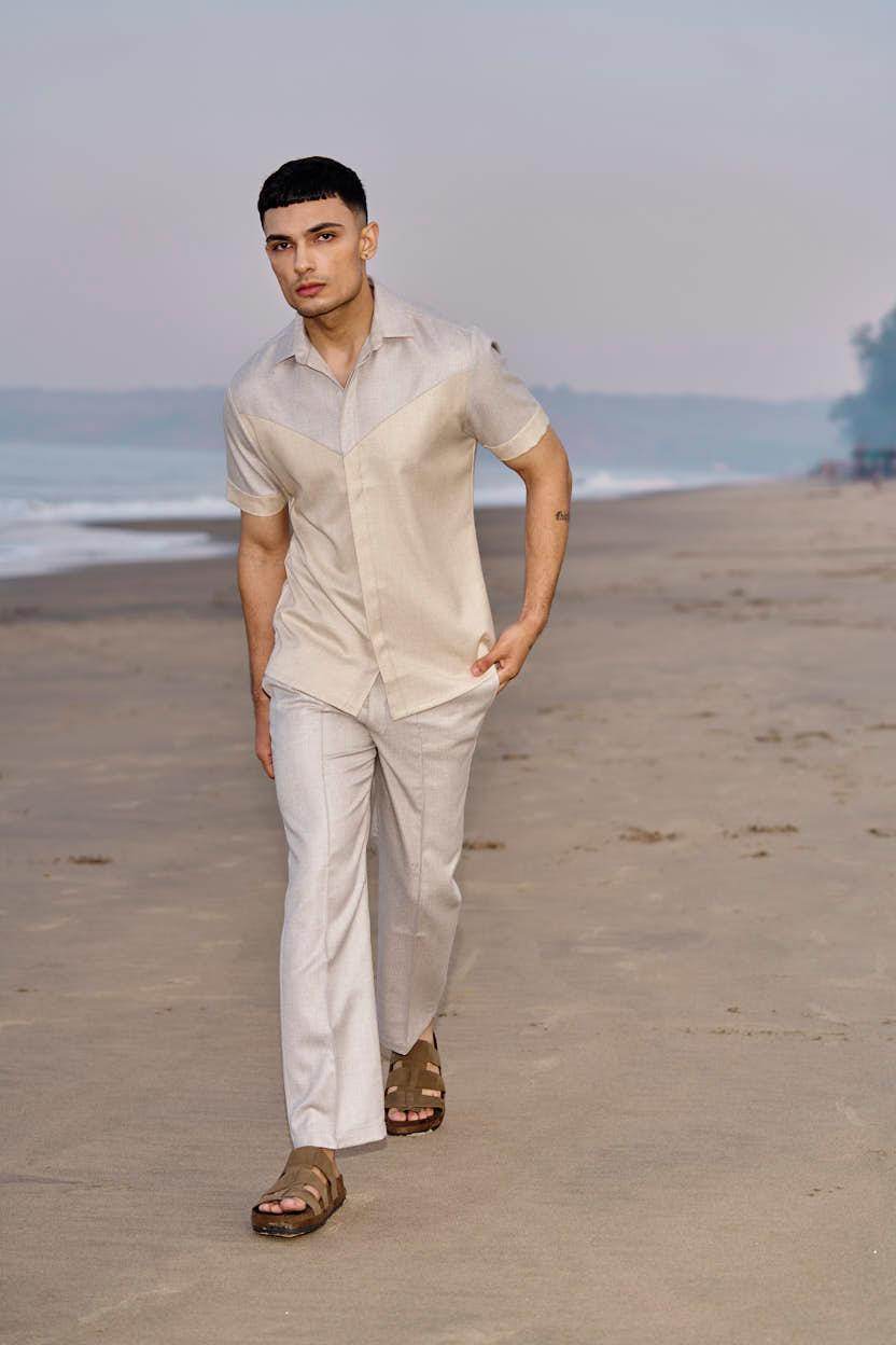 BEIGE PINTUCK PANT - dash and dot