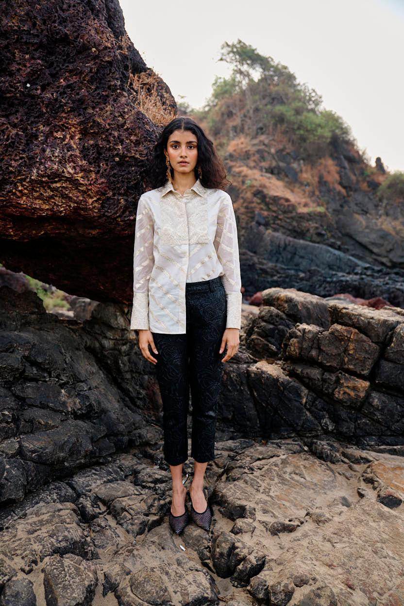 BROCADE CHANDERI SHIRT - dash and dot