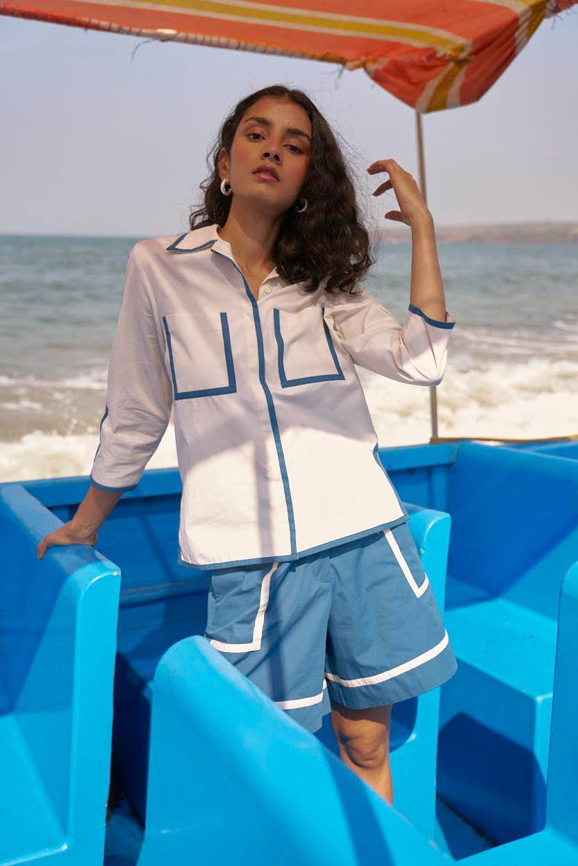 CONTRAST PIPED SHIRT - dash and dot