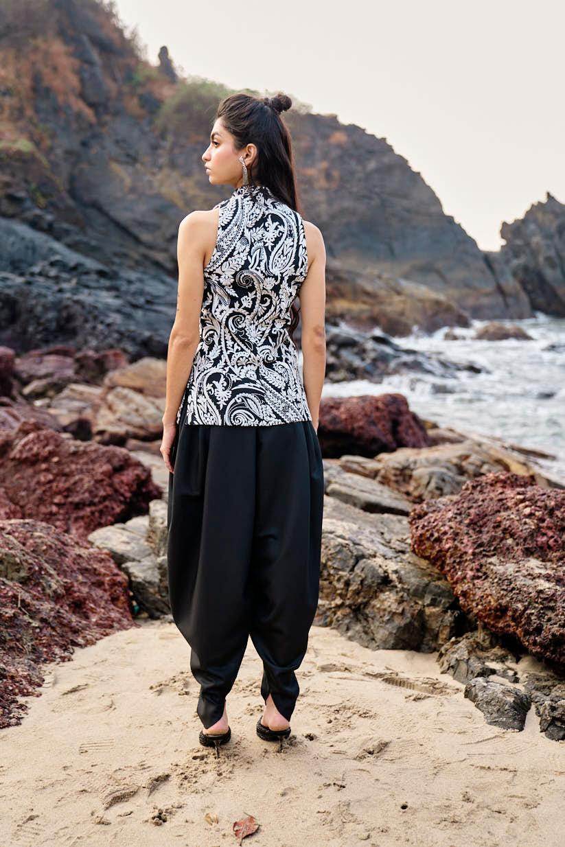 BLACK COWL PANTS - dash and dot