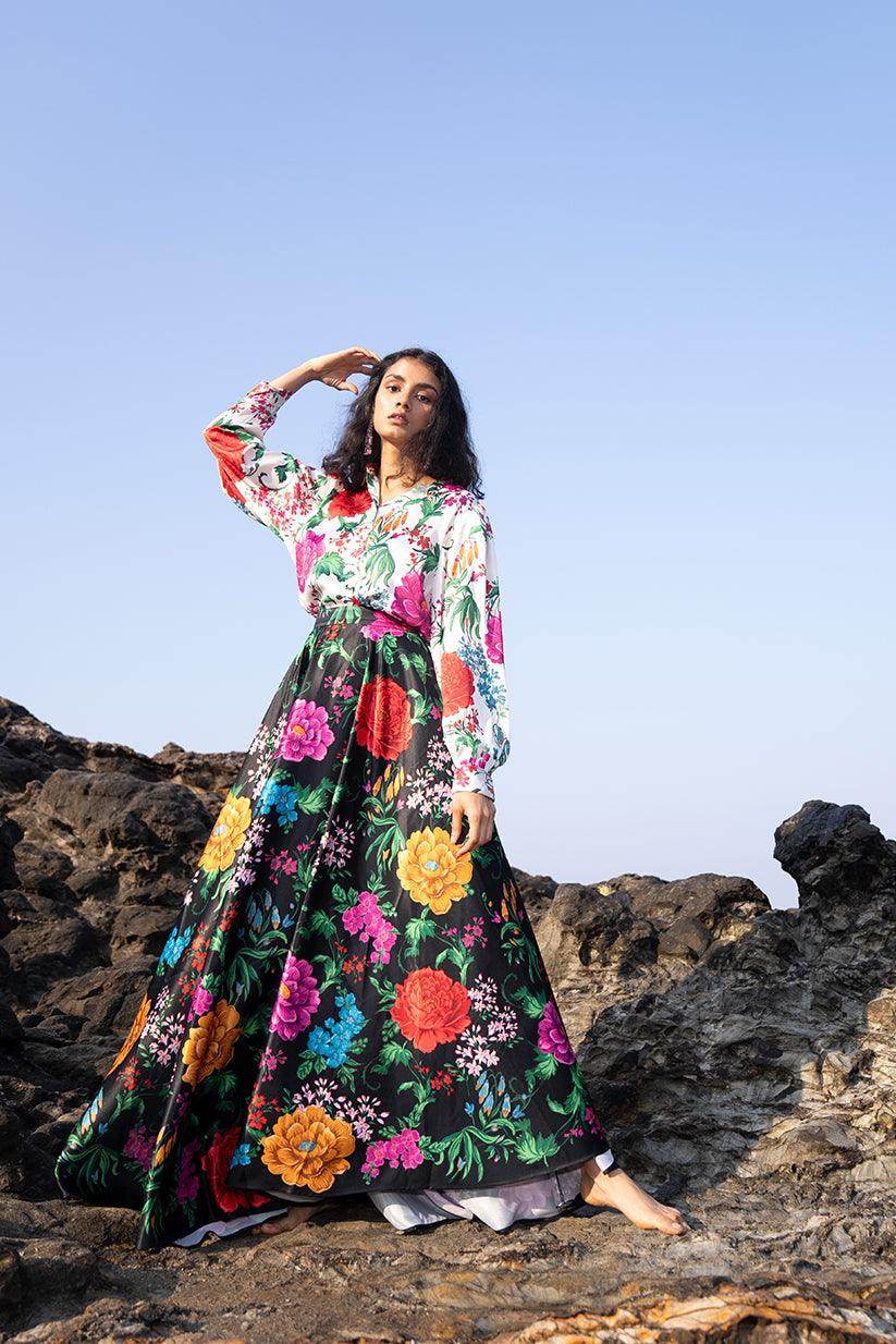 FLORAL PRINTED MAXI SKIRT SET - dash and dot