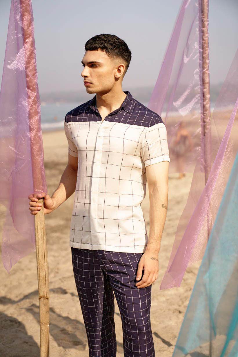 NAVY CHECK PANT - dash and dot