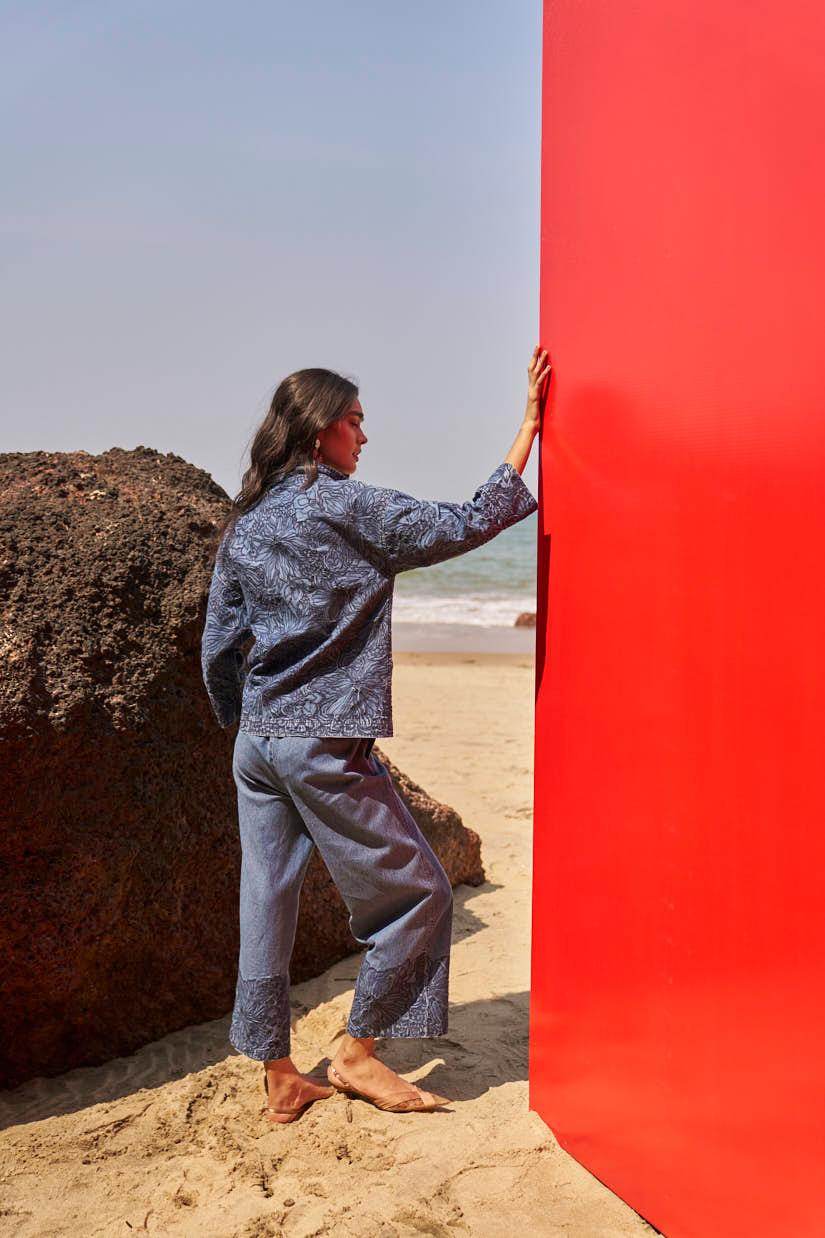 EMBROIDERED DENIM SET - dash and dot