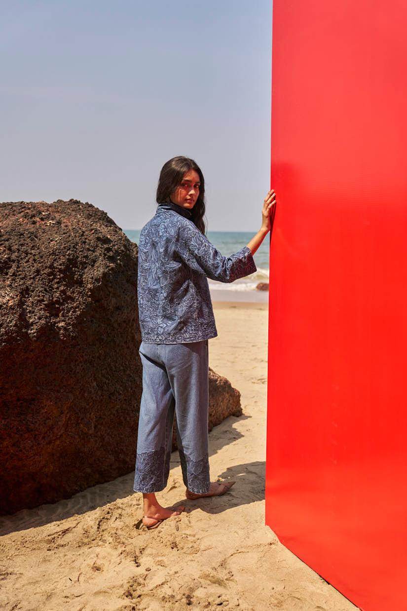 EMBROIDERED CUFF DENIM PANT - dash and dot