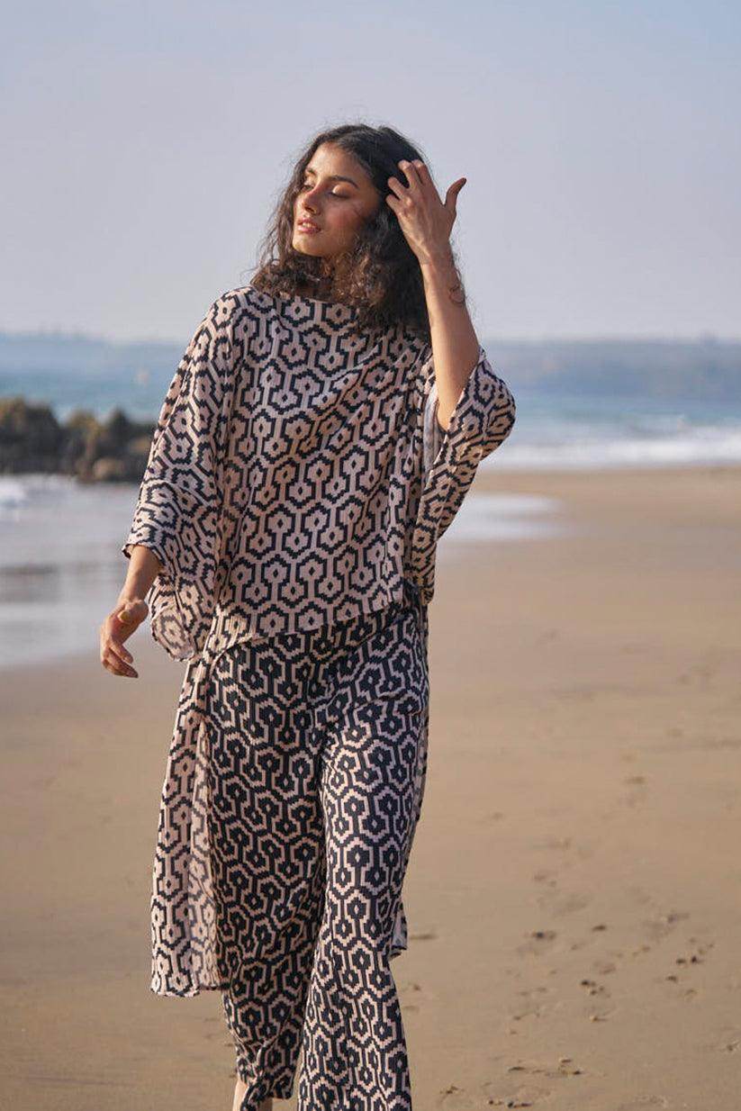 PRINTED CRINKLE COTTON PANT - dash and dot