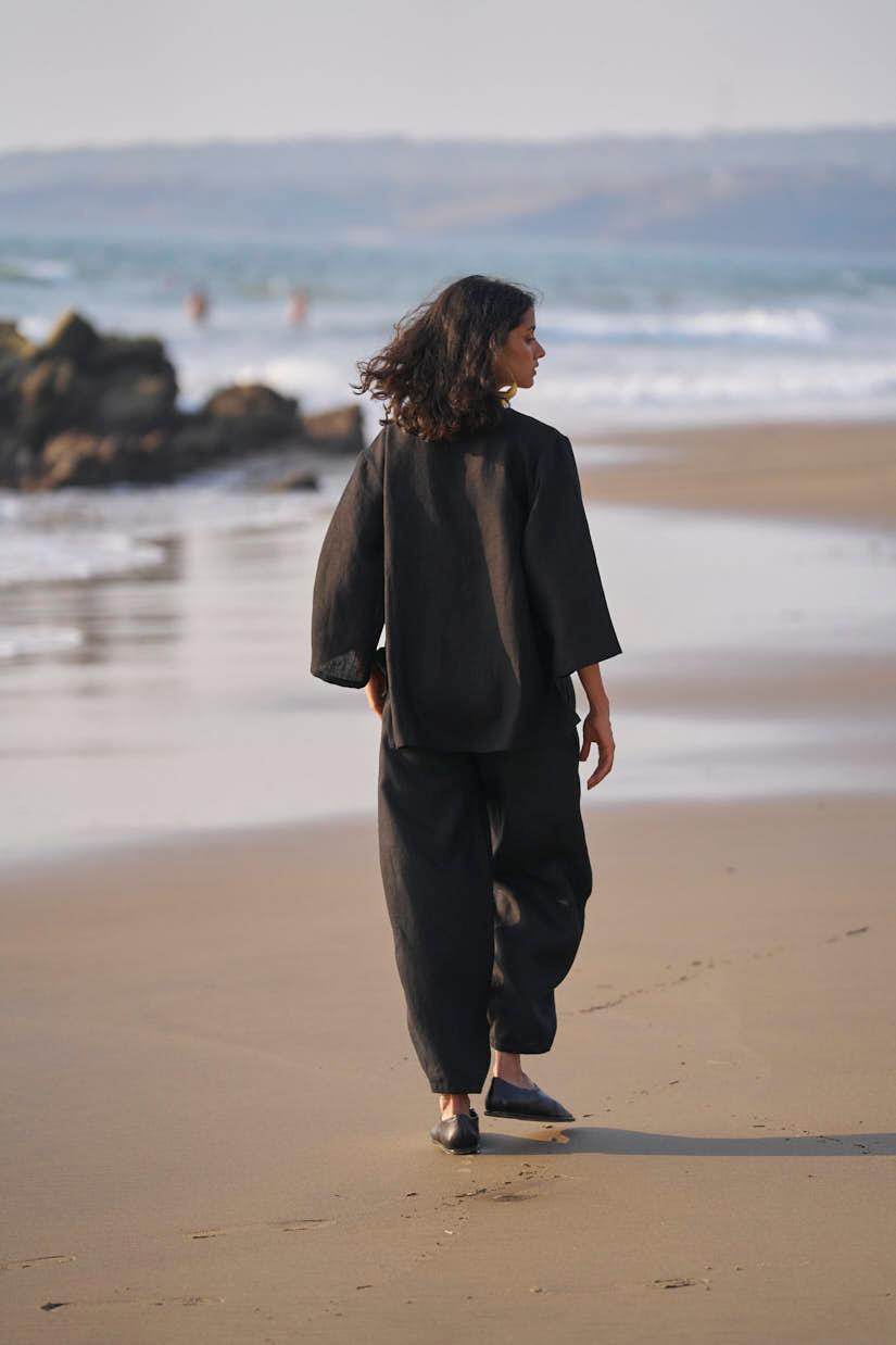 UNEVEN HEM LINEN TOP - dash and dot