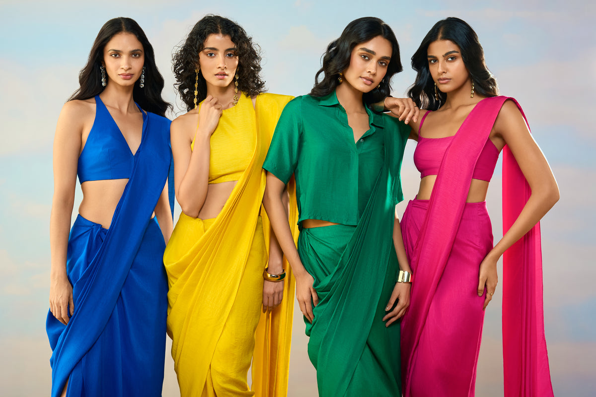 TEXTURED SARI DRAPE SKIRT