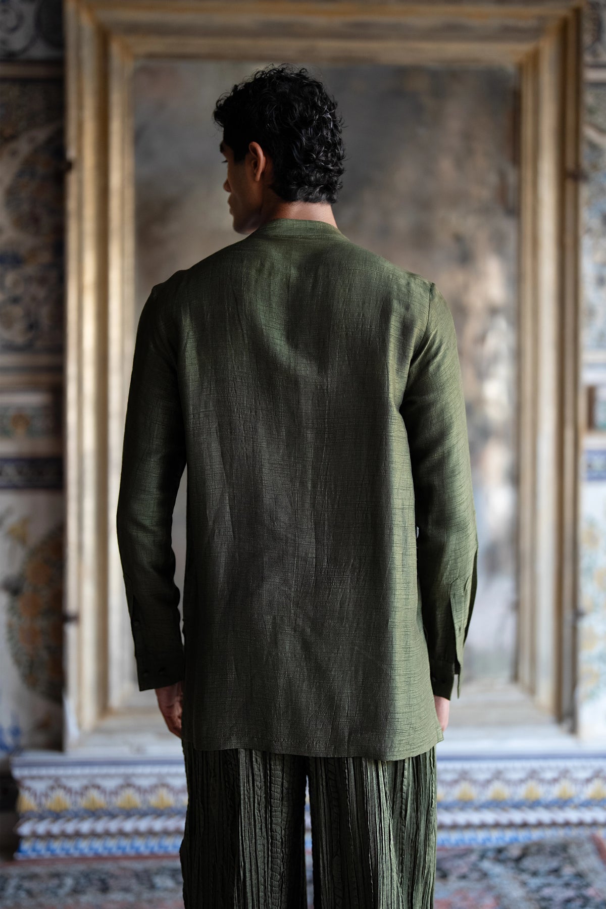 Pintuck Longline Shirt & Crushed Crinkled Pant Set