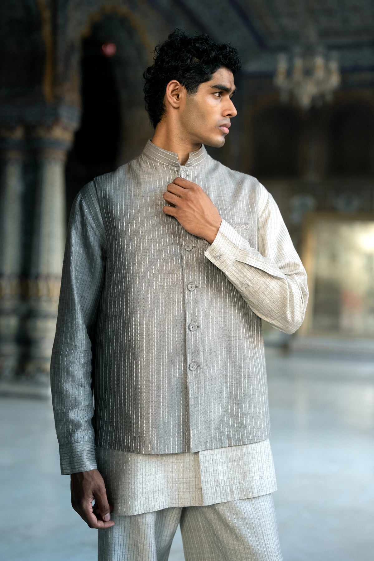 EMBROIDERED STRIPE SHIRT & PANT