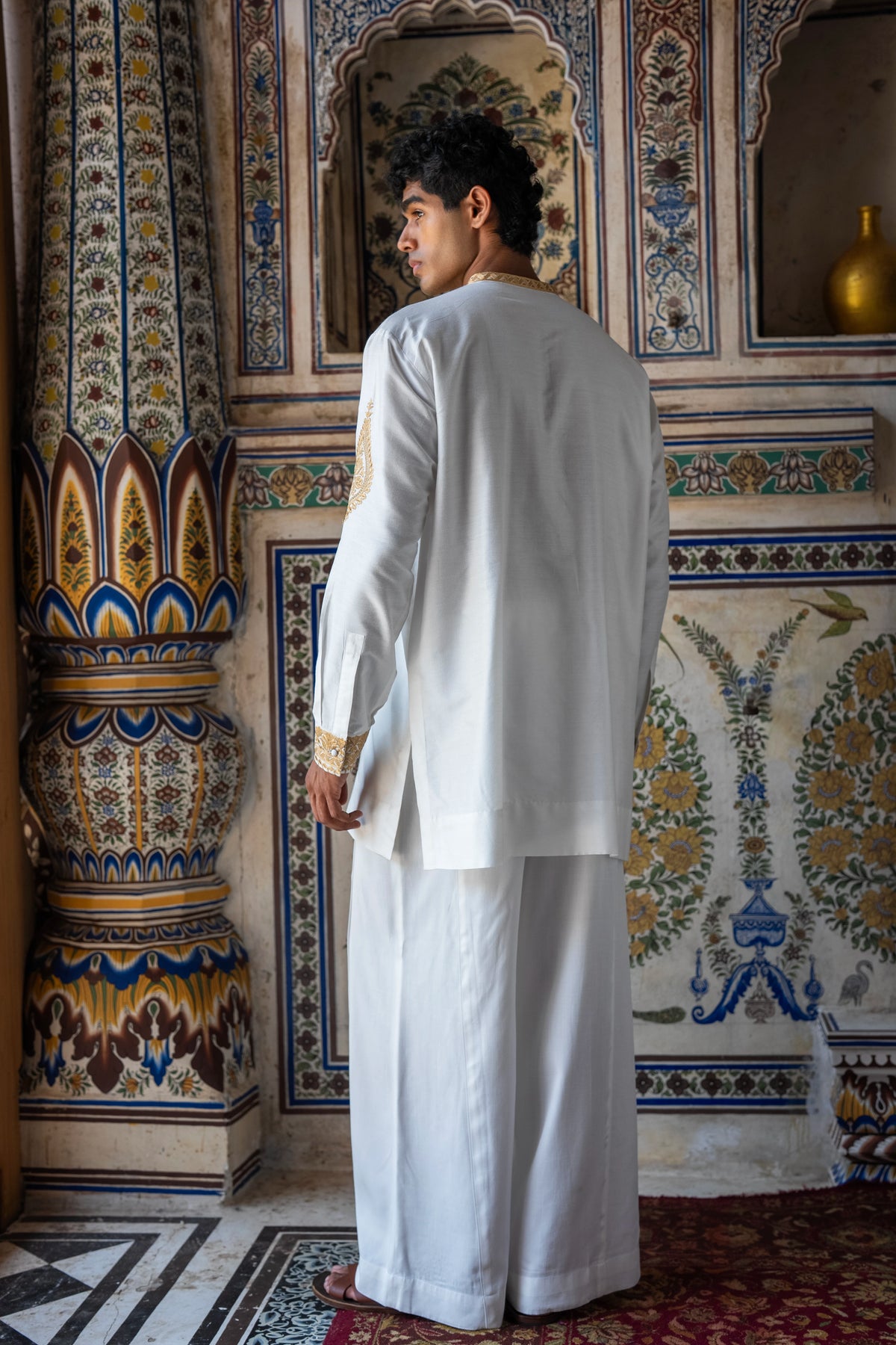 Metallic Thread Embroidered Ivory Shirt