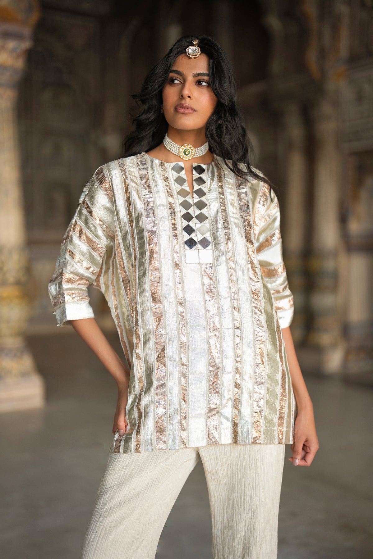 MIRRORWORK GOTA RIBBON TOP