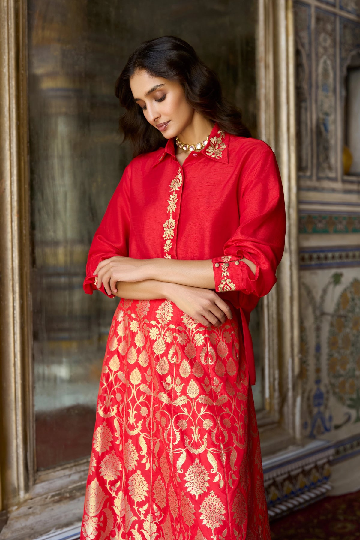 Embroidered Motif Textured Shirt