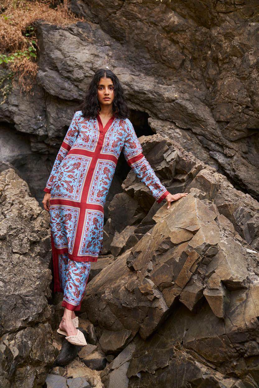 SCARF PRINTED LONGLINE SET - dash and dot