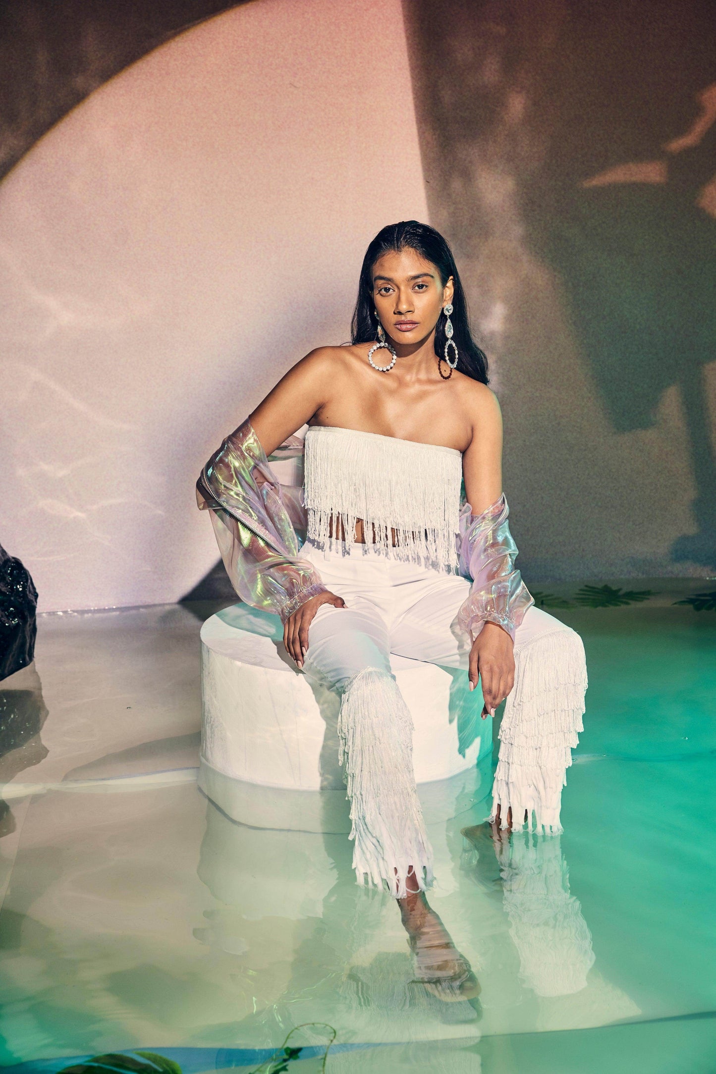 FRINGE CROP TOP PANT SET - dash and dot