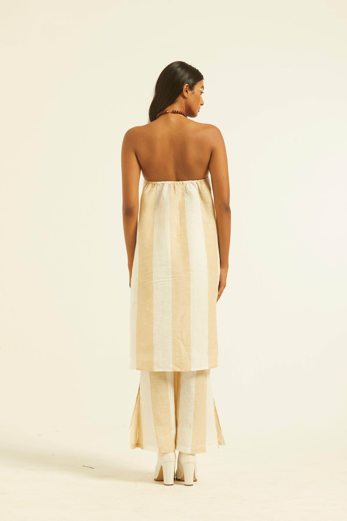 BEADED NECK LINEN STRIPE SET - dash and dot