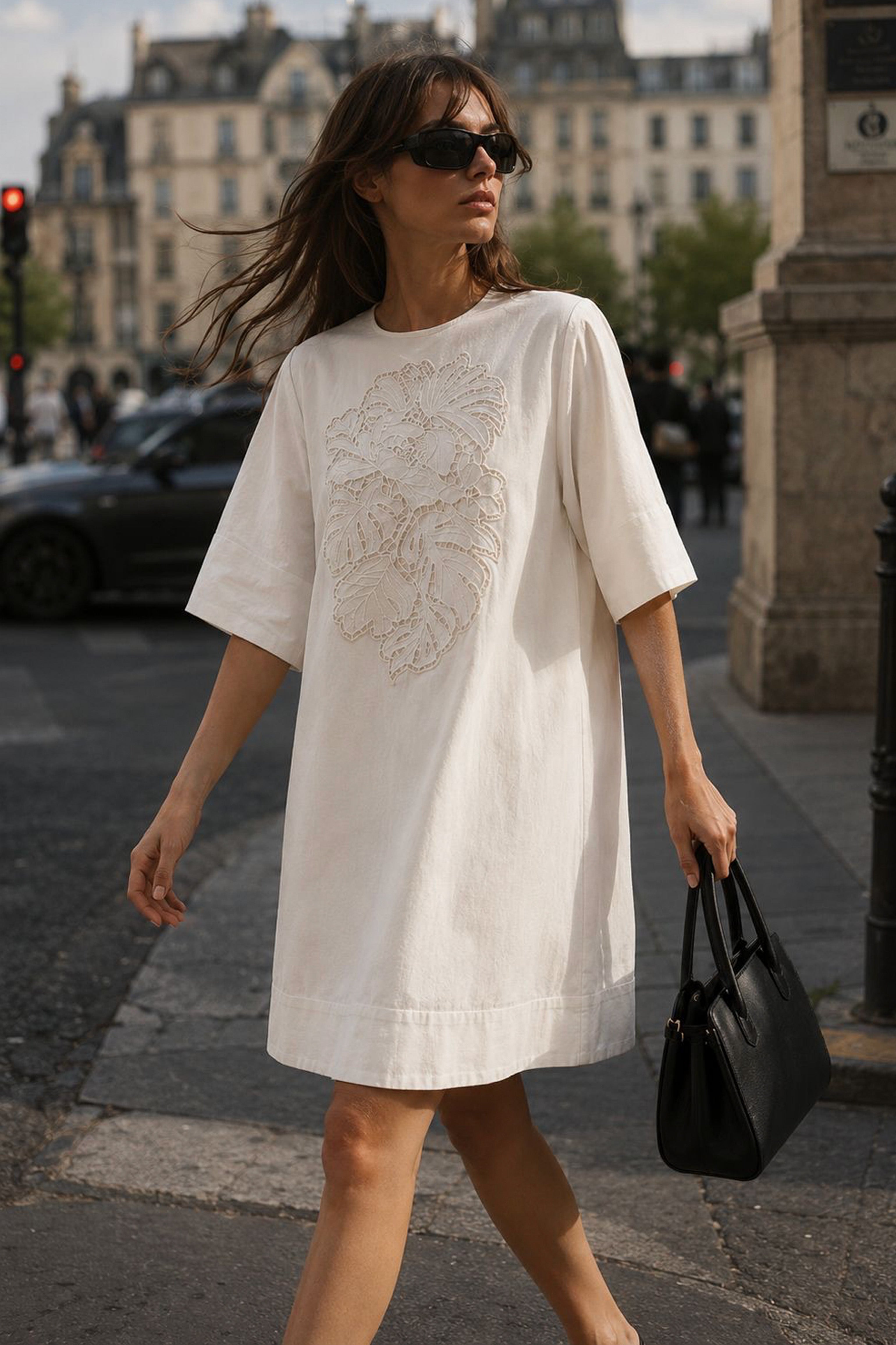 Dash and Dot - CUTWORK EMBROIDERED DENIM DRESS | Online Store  dash and dot