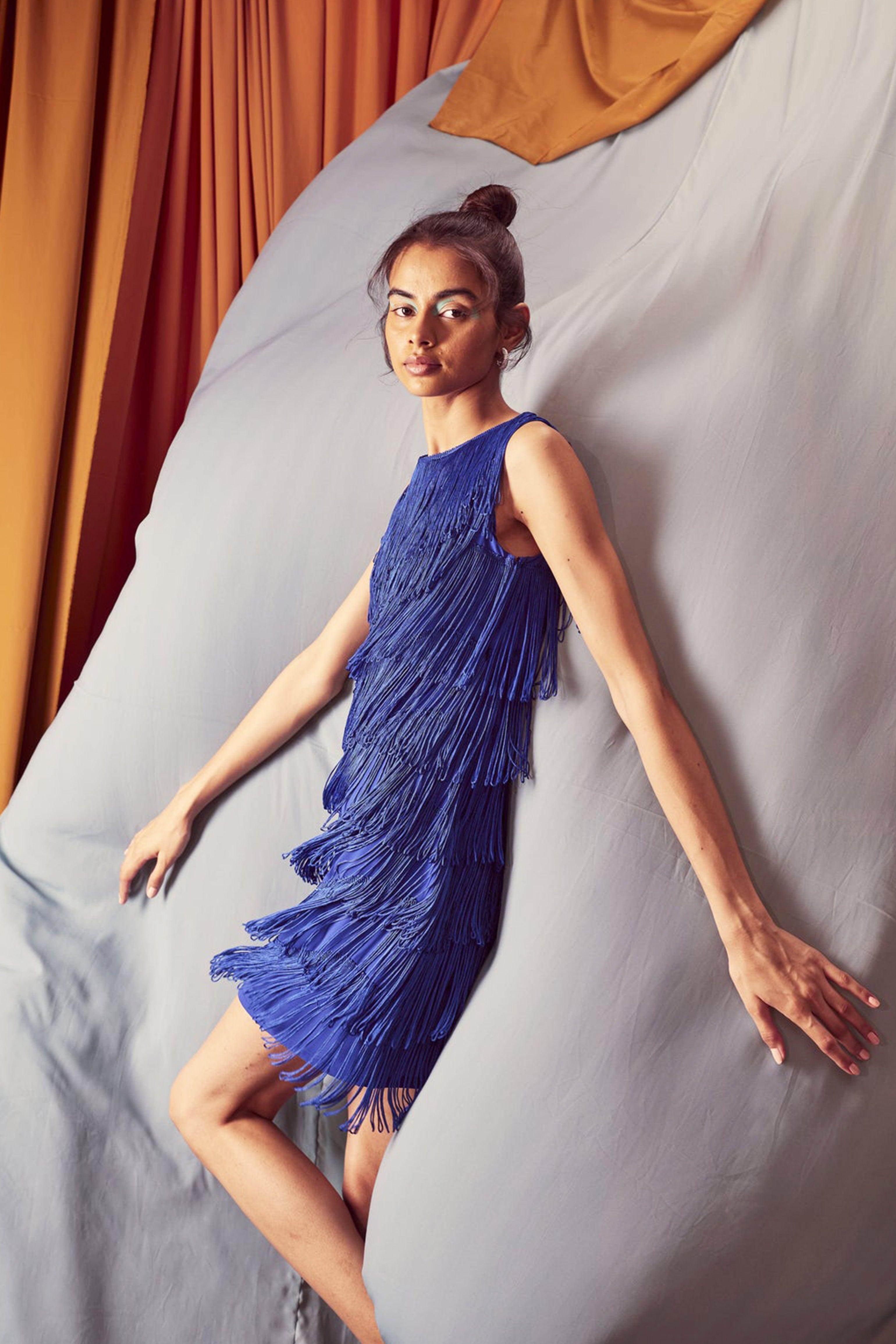 ROYAL BLUE FRINGE DRESS ROYAL BLUE FRINGE DRESS
