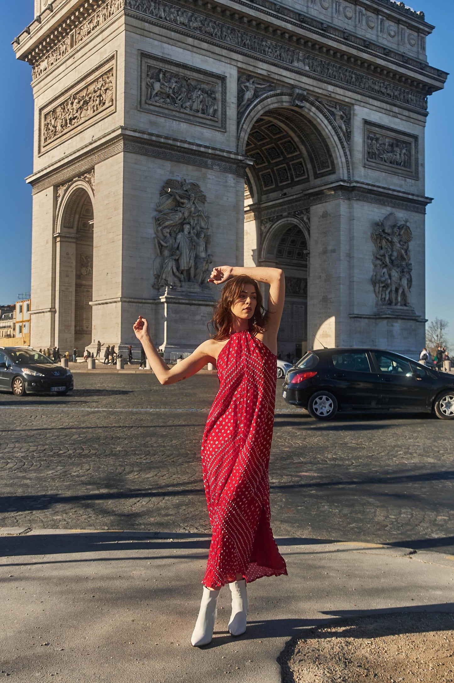 RED CHOKER BANDHANI MAXI - dash and dot