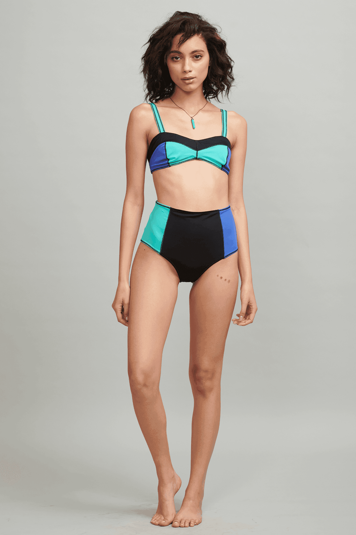 COLOUR BLOCK HIGH-RISE BIKINI - dash and dot