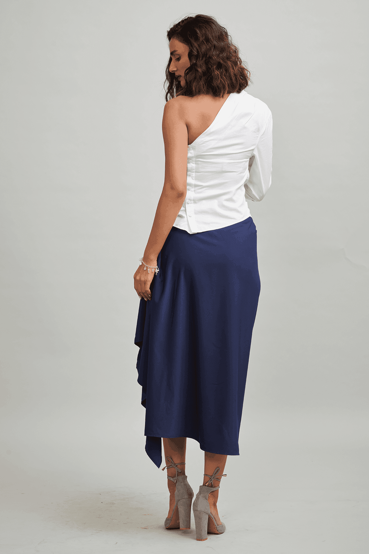 NAVY DRAPED SKIRT - dash and dot