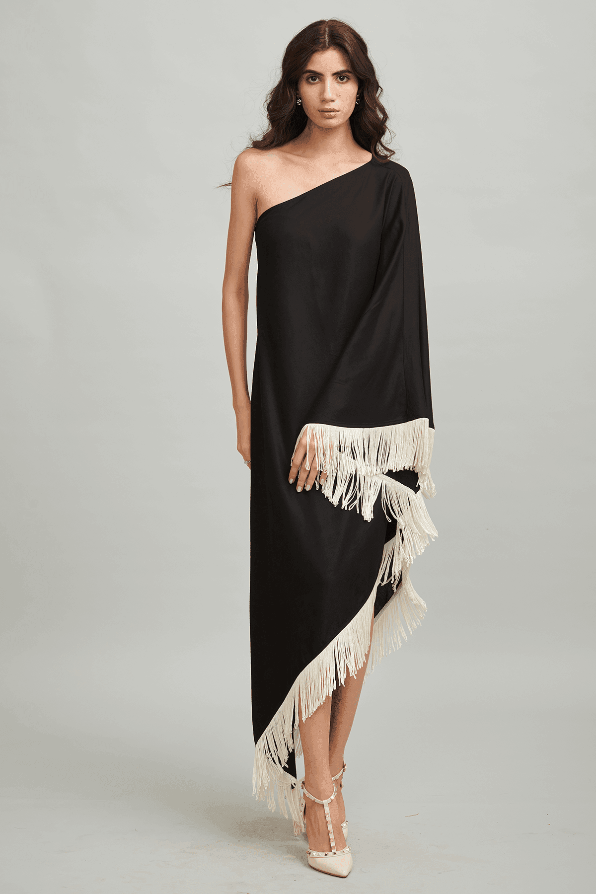 ONE SHOULDER FRINGE DRESS - dash and dot