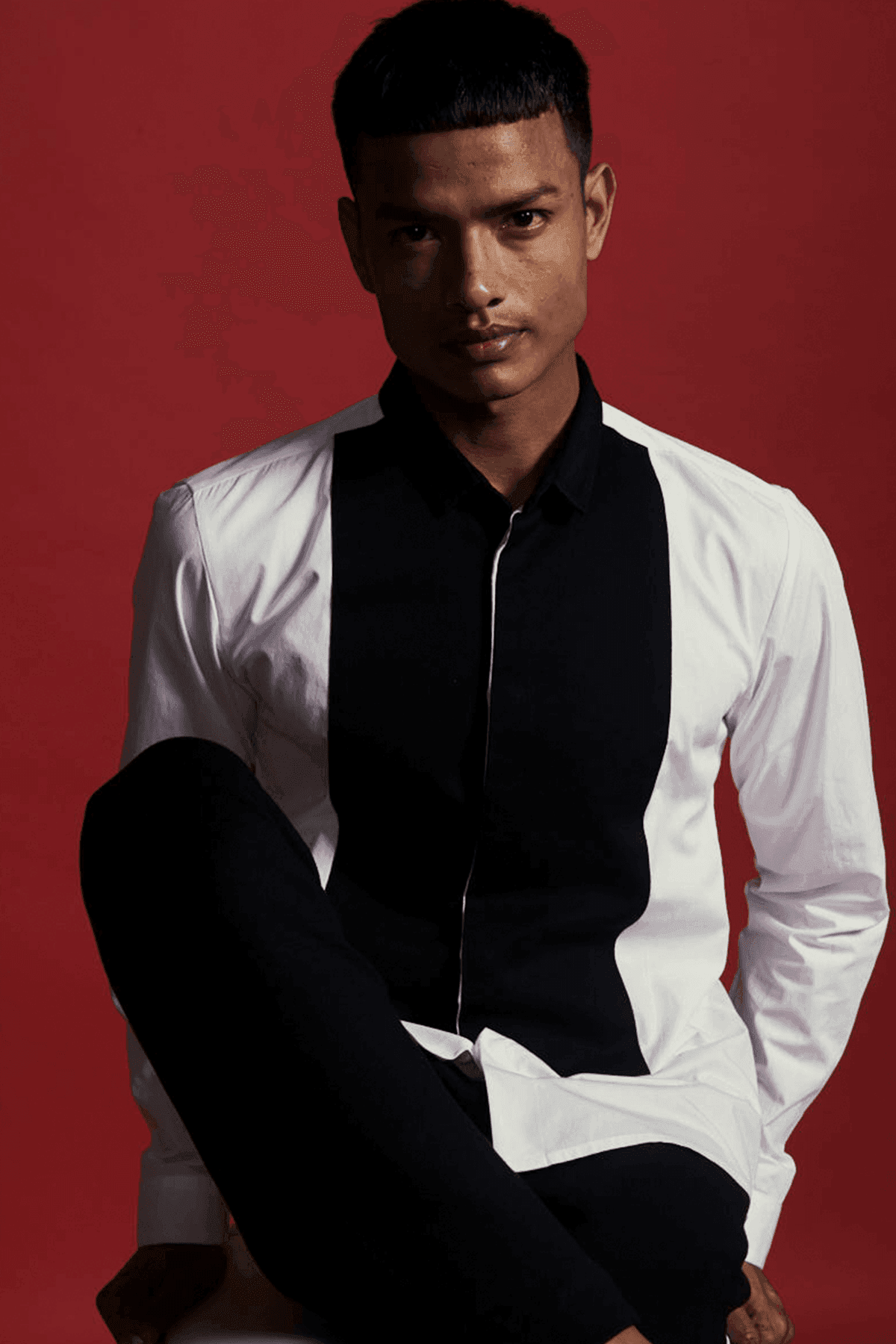 CONTRAST TUXEDO SHIRT - dash and dot