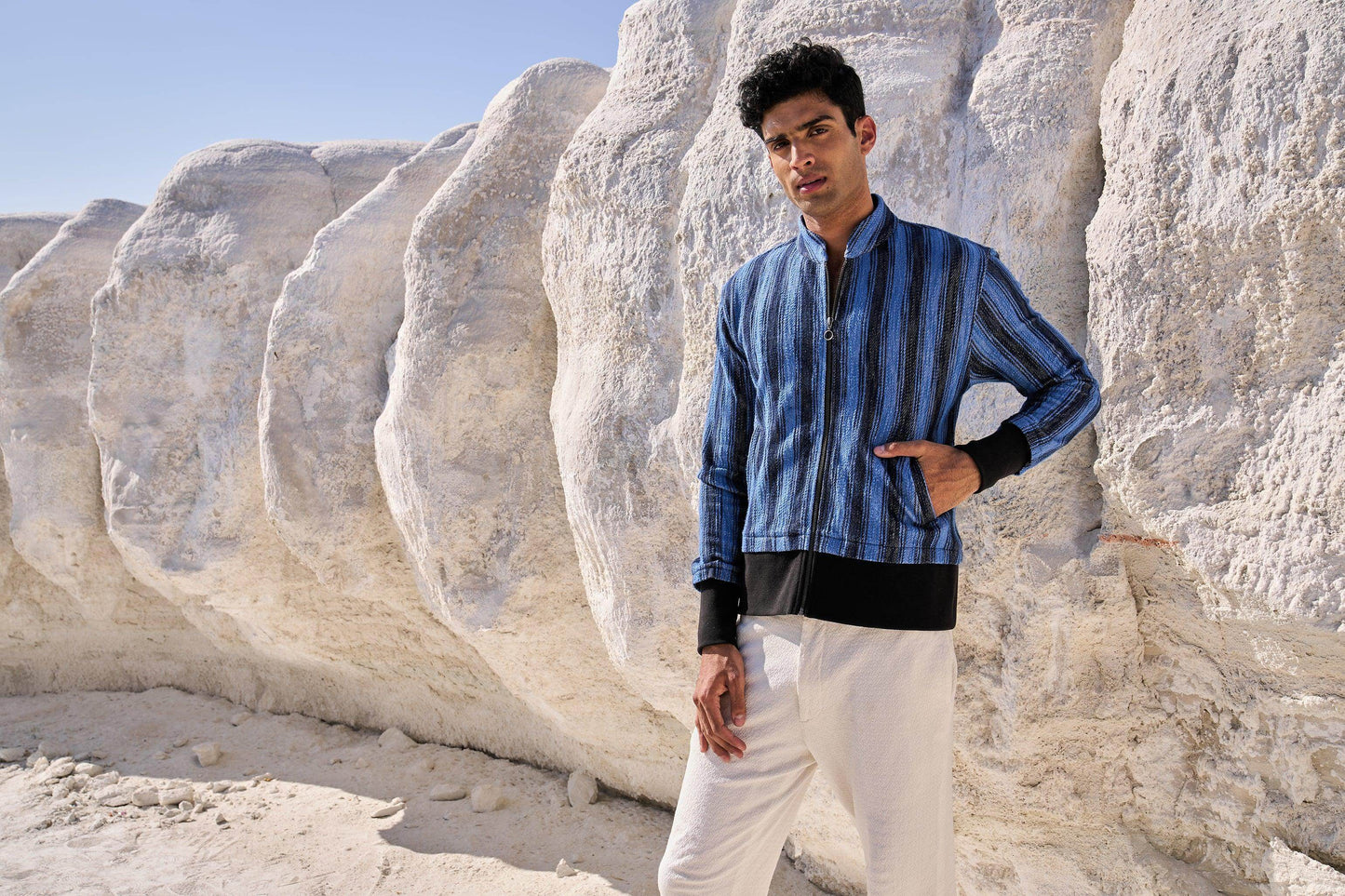 KNIT STRIPE BOMBER JACKET - dash and dot