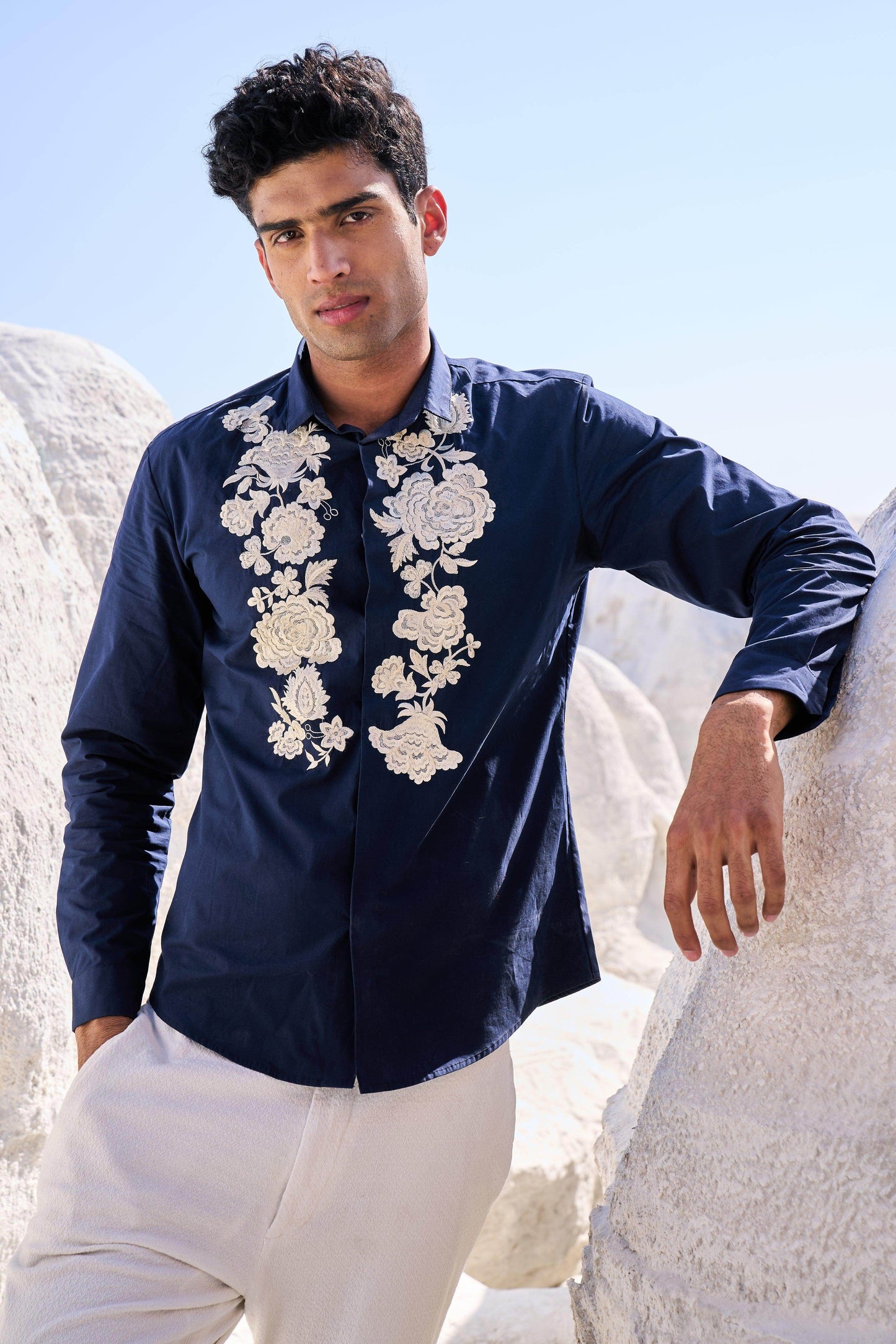 EMBROIDERED BLUE SHIRT - dash and dot