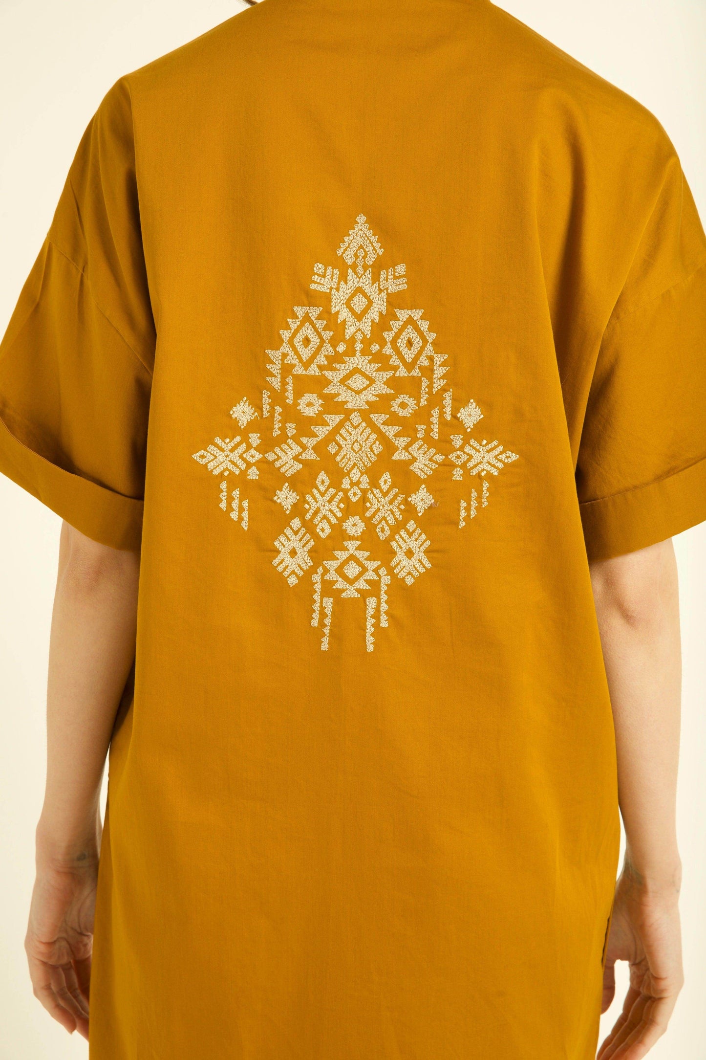 MOTIF EMBROIDERED SHIRT DRESS - dash and dot