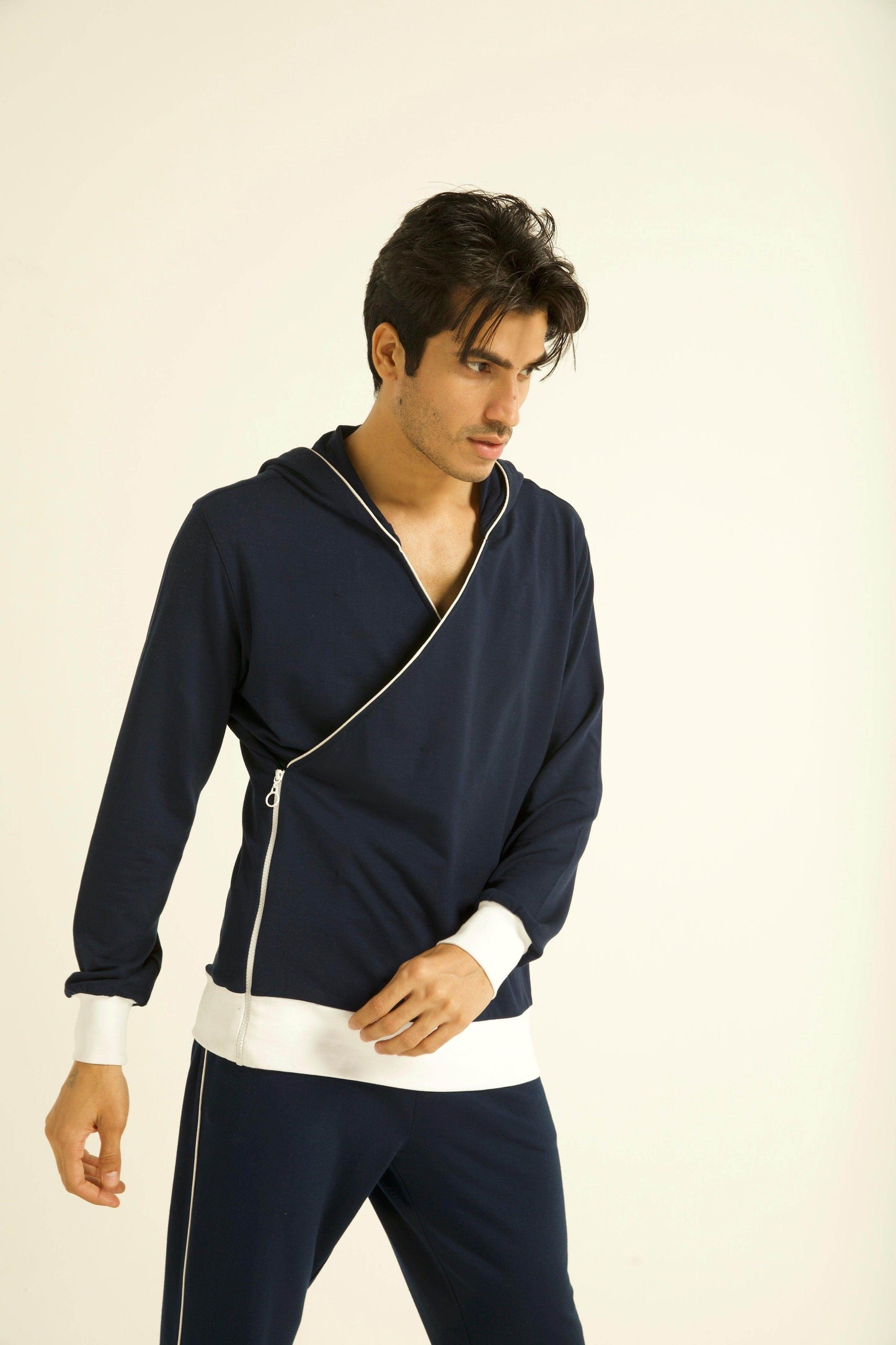 NAVY WRAP HOODIE - dash and dot