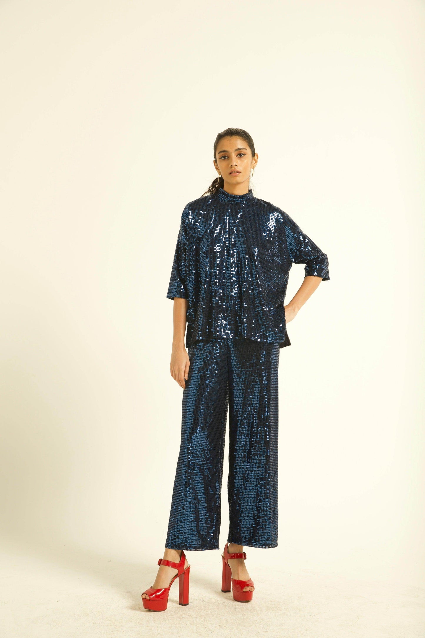 BLUE SEQUIN CULOTTE - dash and dot
