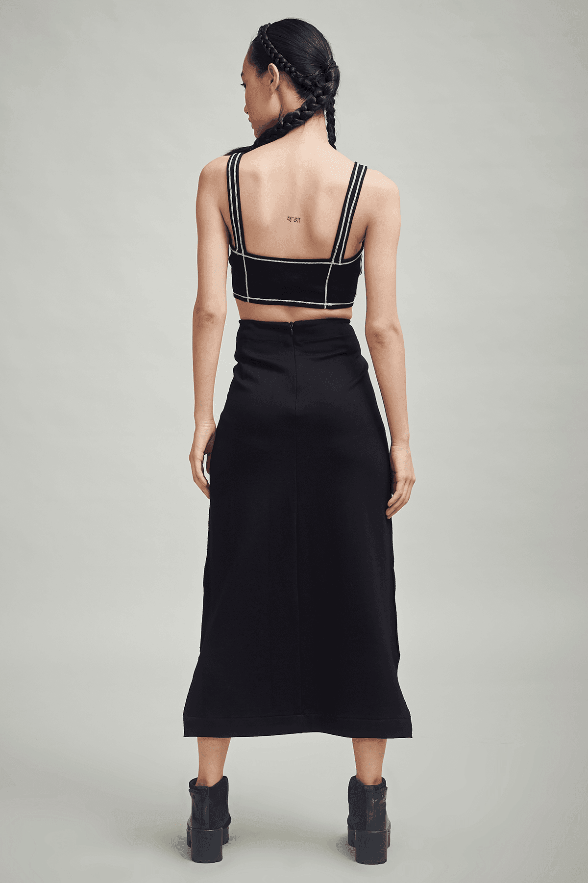 BLACK PONTE HIGH LOW SKIRT - dash and dot