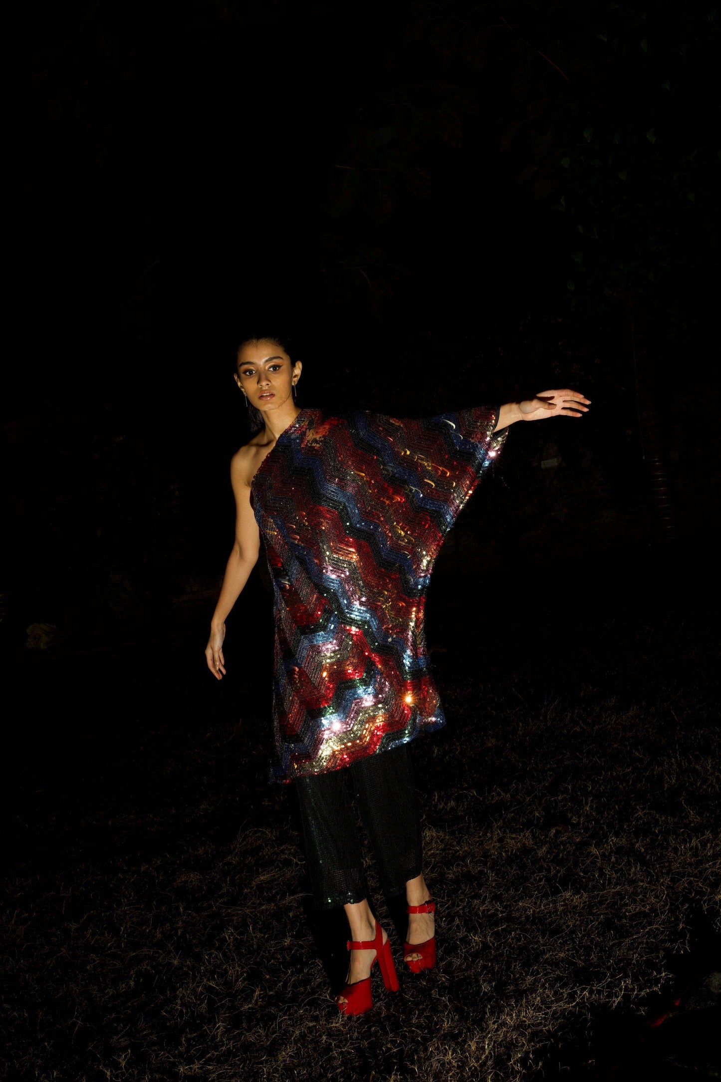 ONE SHOULDER SEQUIN DRESS - dash and dot