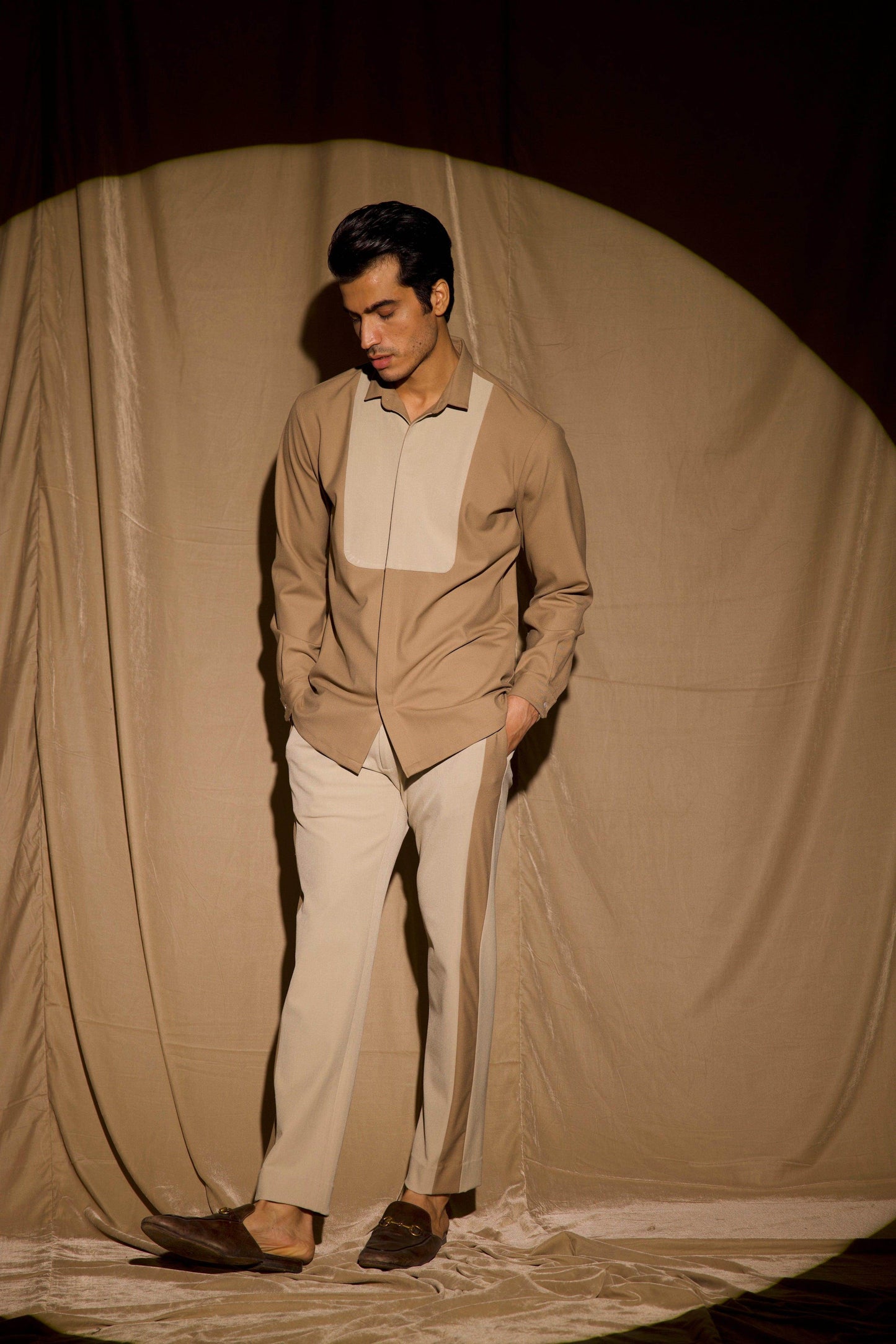 KHAKI BIB SHIRT - dash and dot