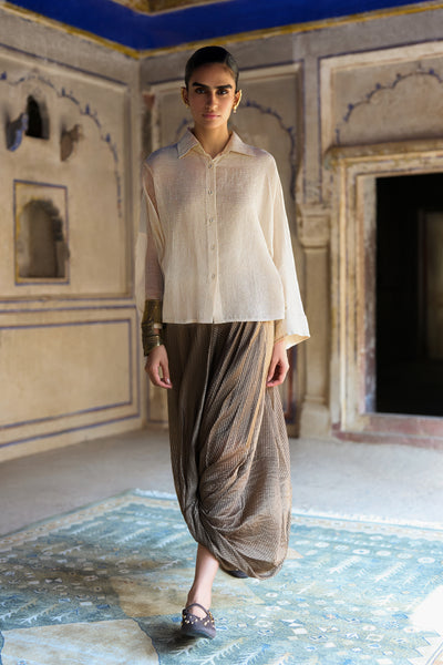 BENARES TISSUE COWL DRAPE PANT