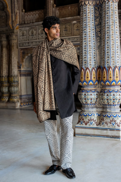 LINEN BAND COLLAR LONGLINE JACKET
