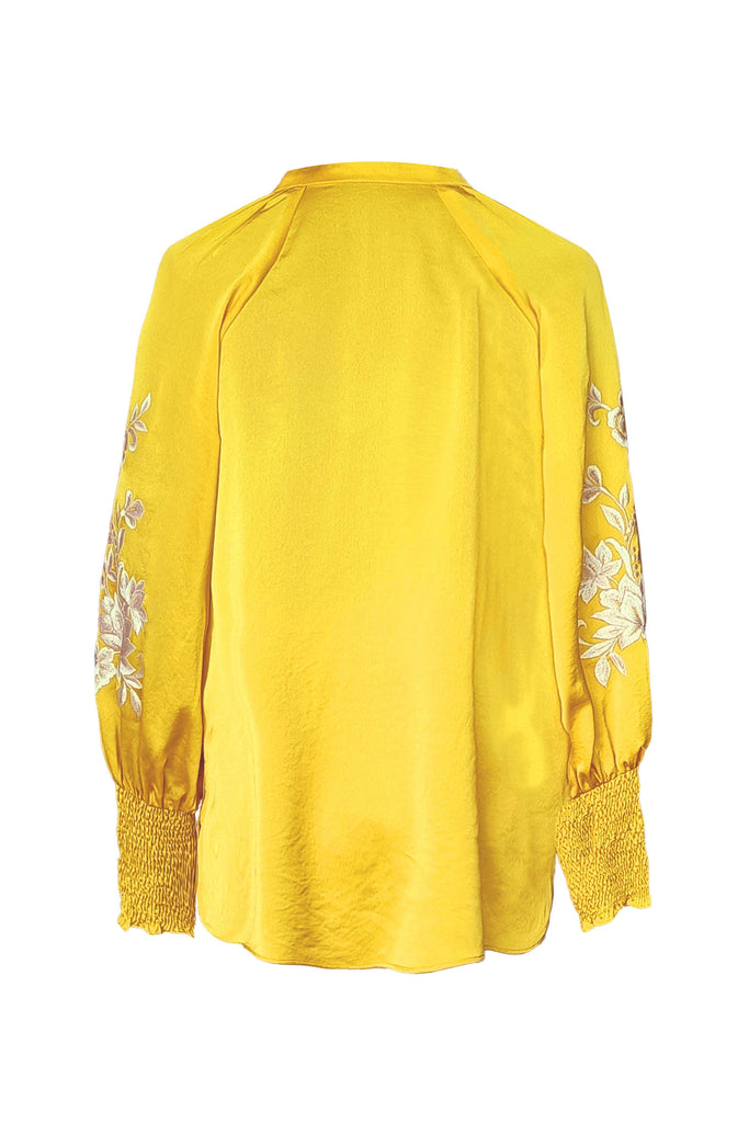 EMBROIDERED YELLOW PEASANT TOP - dash and dot dash and dot