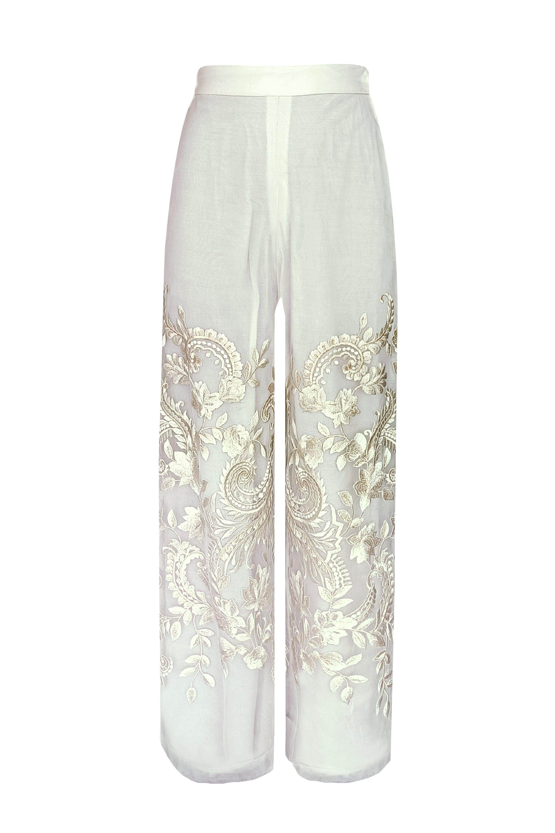 EMBROIDERED IVORY CULOTTE - dash and dot